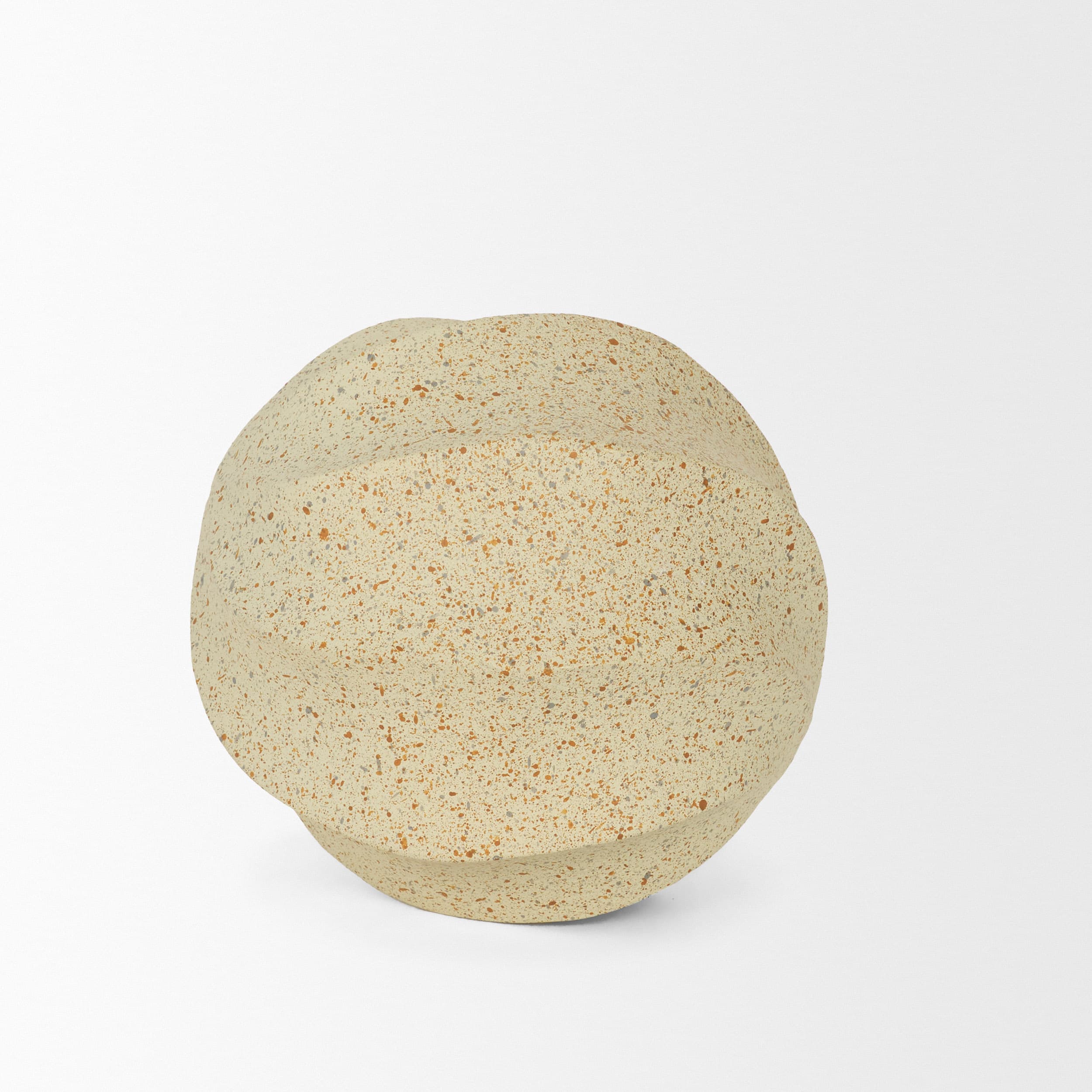 Imani Small Sculptural Textured Beige Metal Decorative Orb Object — product photograph
