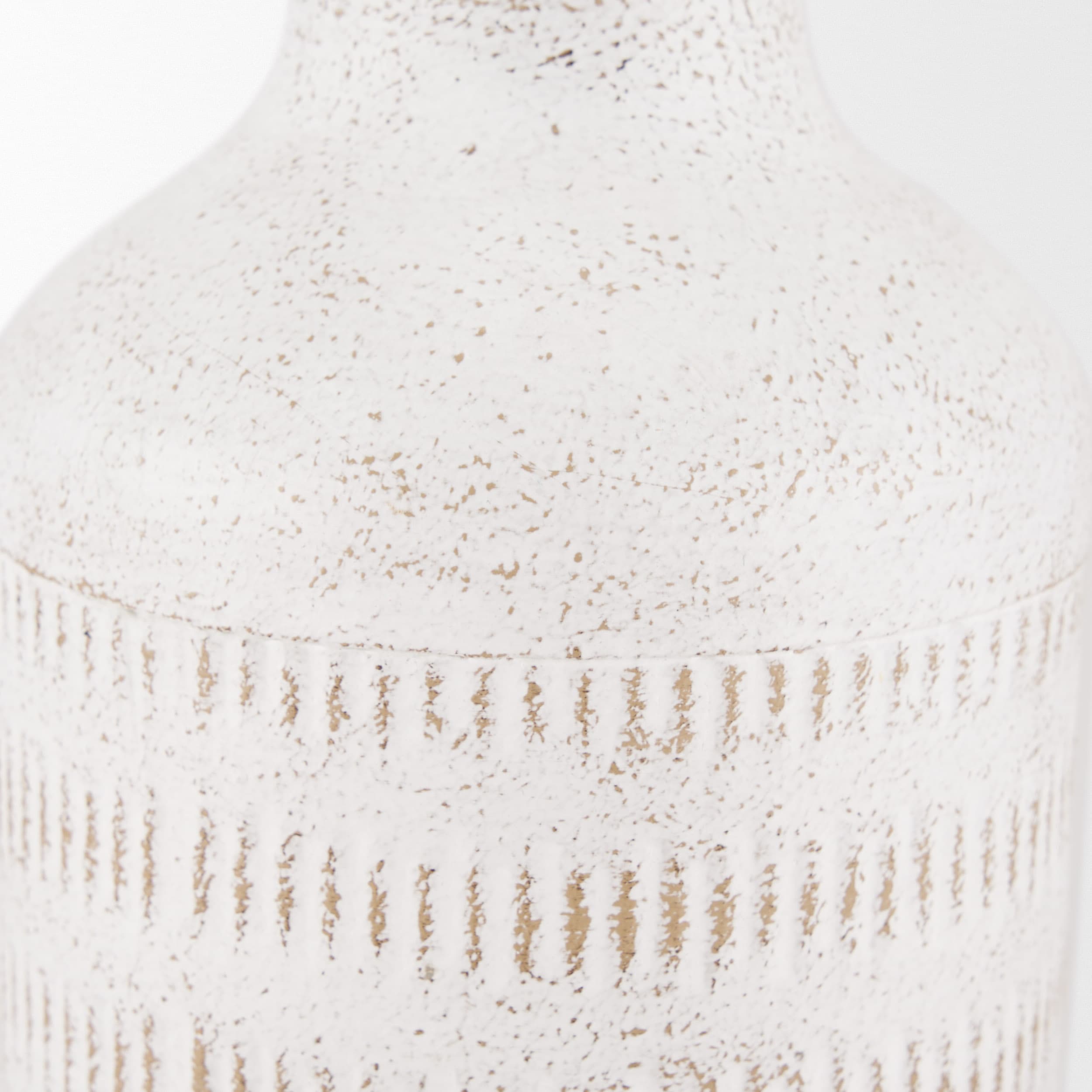 Tisha Small White W/ Terracotta Distressing Metal Vase — product photograph