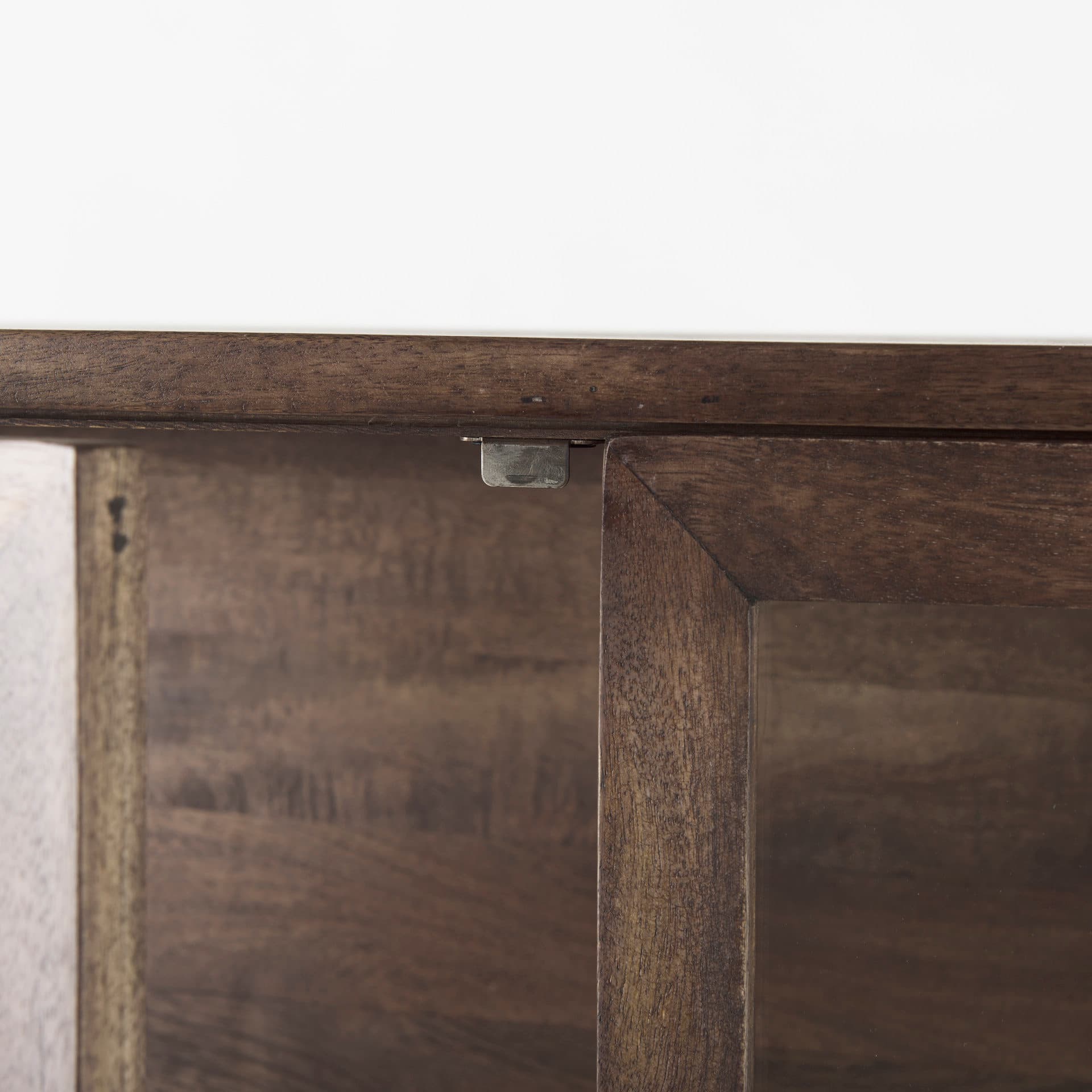 Arelius 36L x 18.75W x 63H Medium Brown Wood W/ Black Metal Base Display Cabinet — product photograph