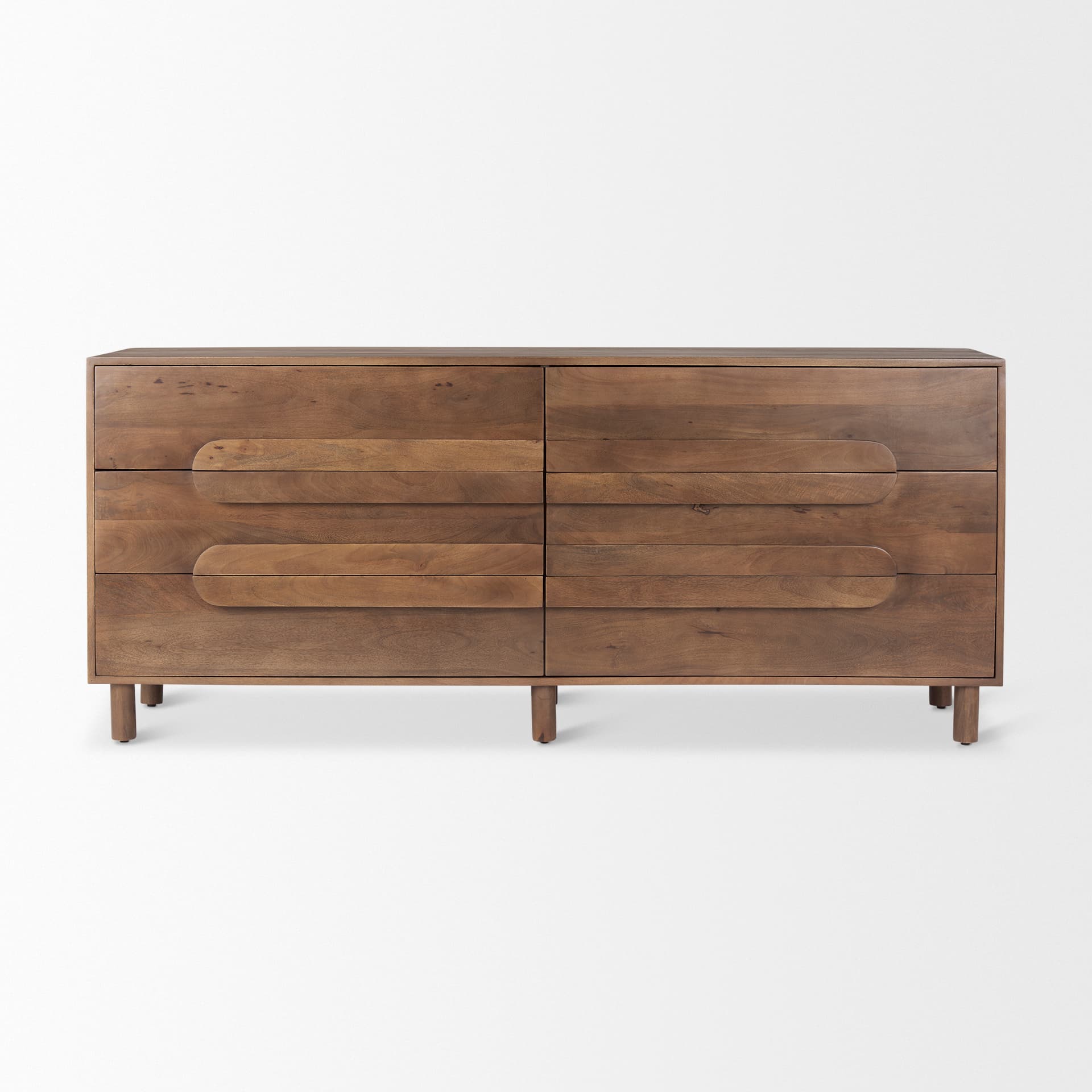 Astrid 71L x 17W x 30.3H Medium Brown Solid Wood 6 Drawer Sideboard — product photograph