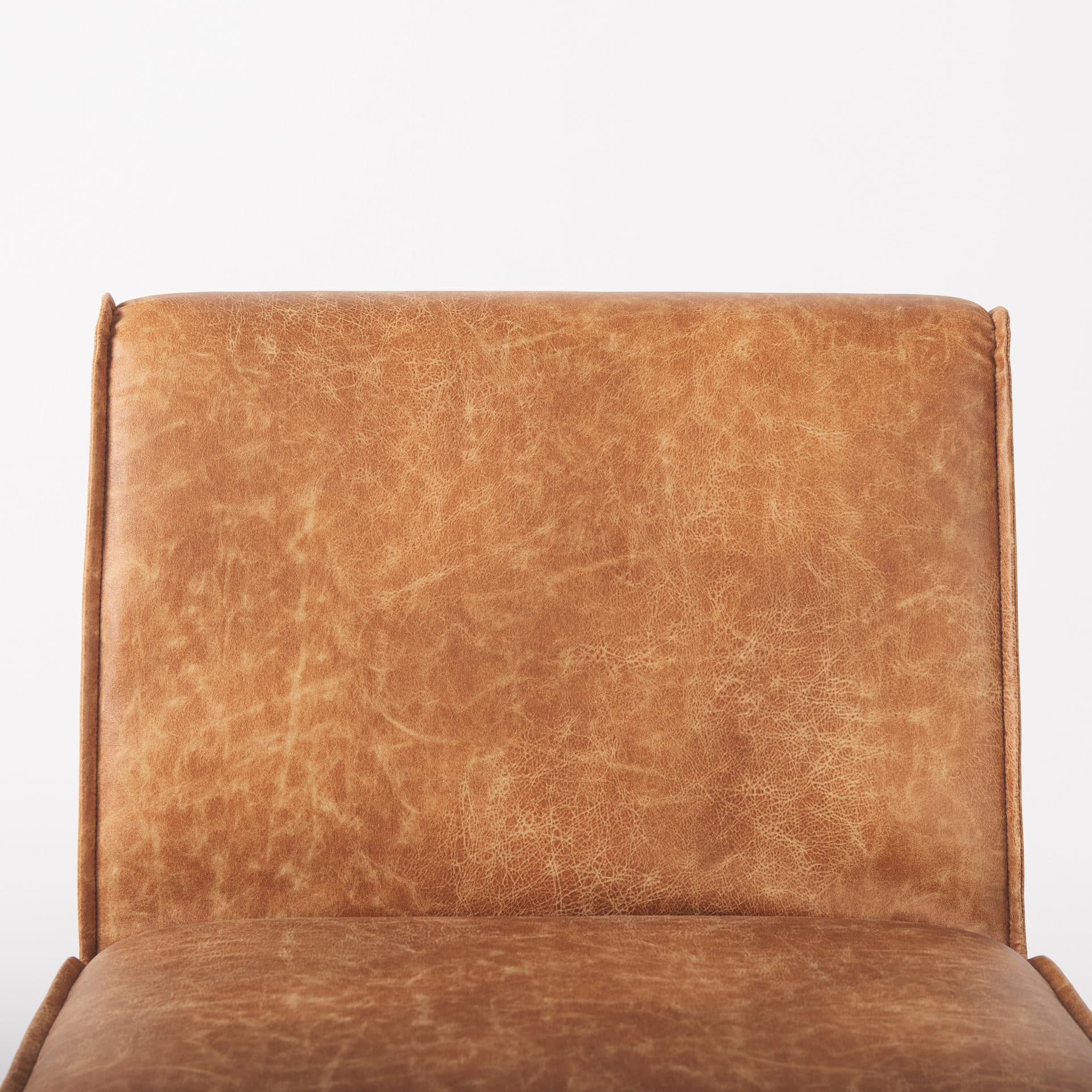 Damon Barrel Back Dining Arm Chair | Cognac Faux Leather w/ Casters — product photograph