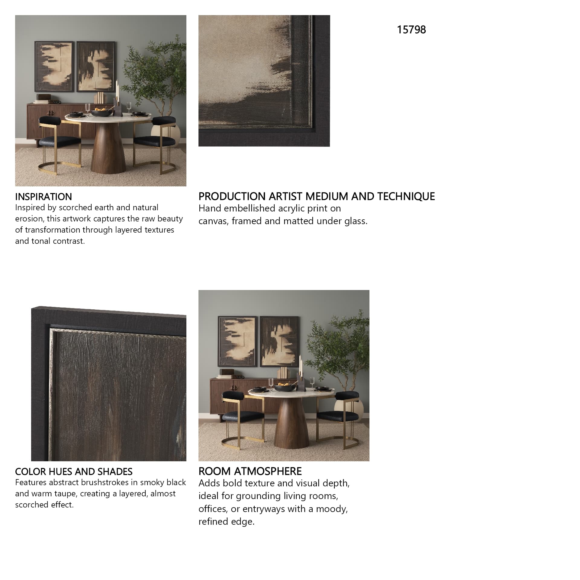 Charred I by Mercana Studio a Framed Art Print Matted under Glass — in a styled room