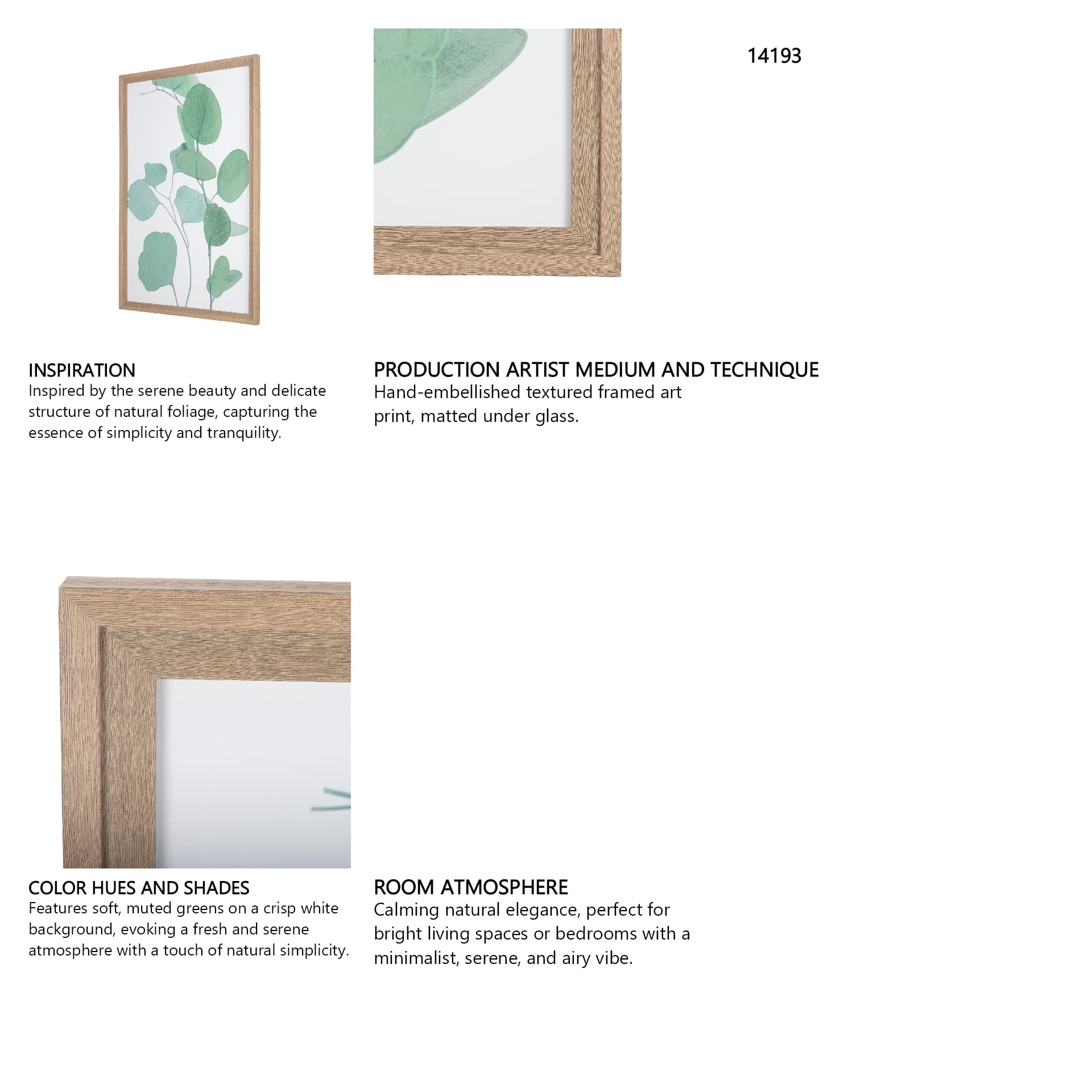 Nature Calm Rest by Mercana Studio a Hand Embellished Textured Framed Art Print Matted under Glass — in a styled room