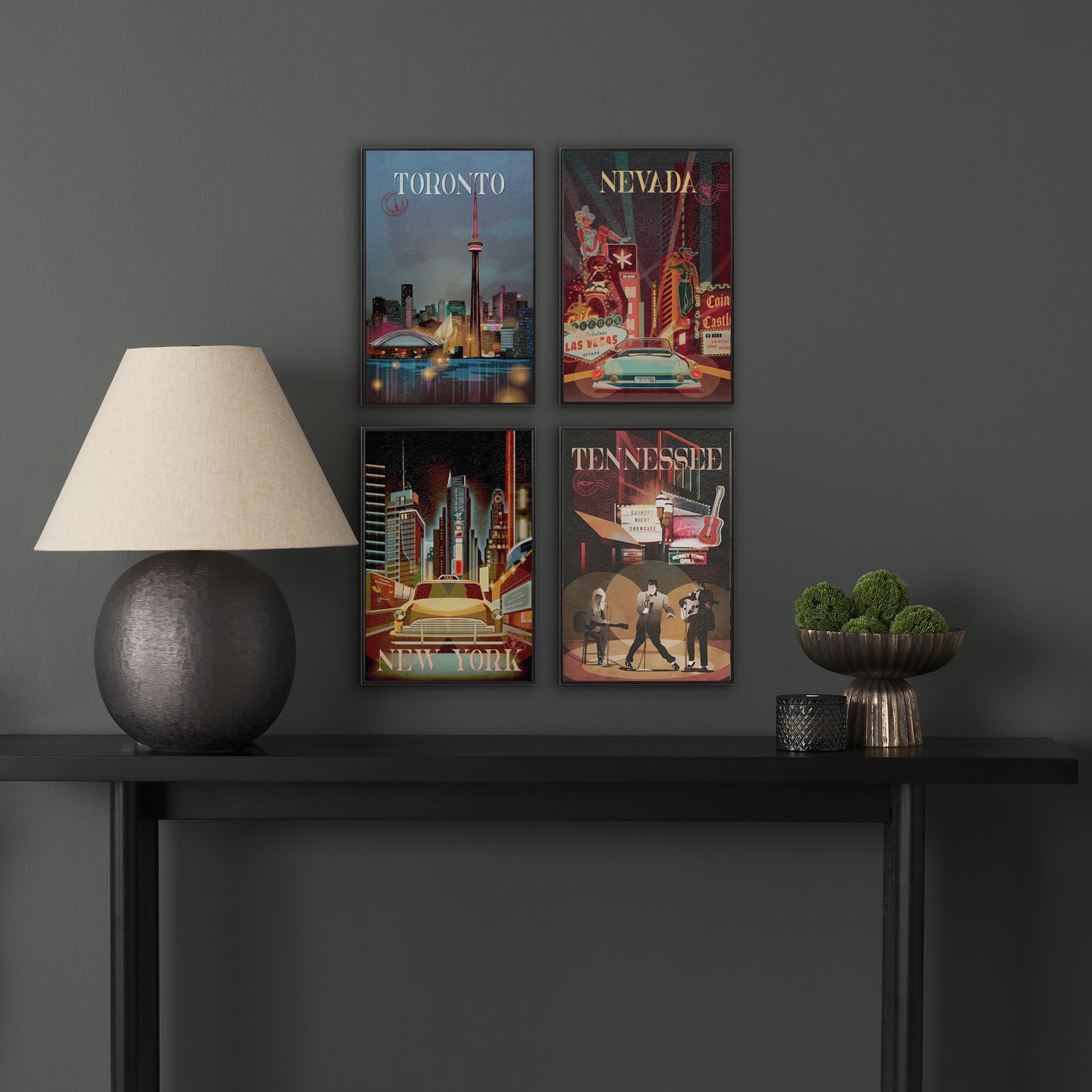 Nevada Go USA (SM) by Mercana Studio a Hand Embellished Decograph Framed Art Print — in a styled room