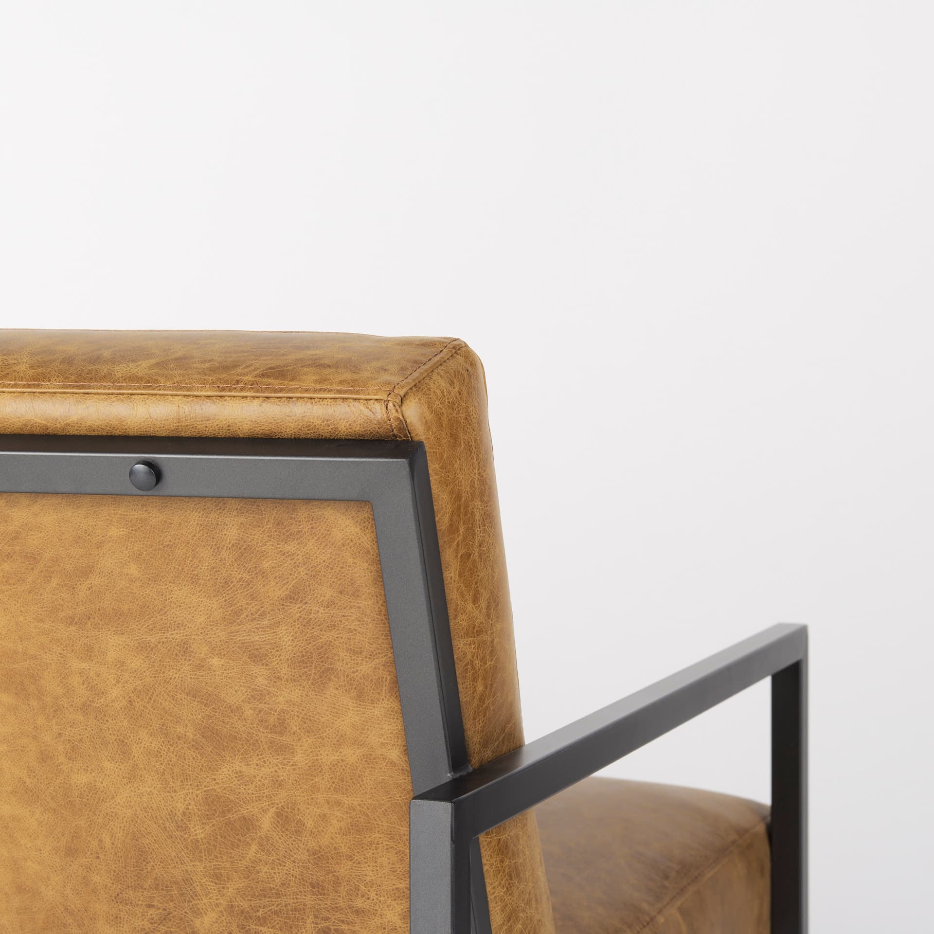 Armelle II Brown Leather Seat w/Gray Metal Frame Accent Chair — product photograph