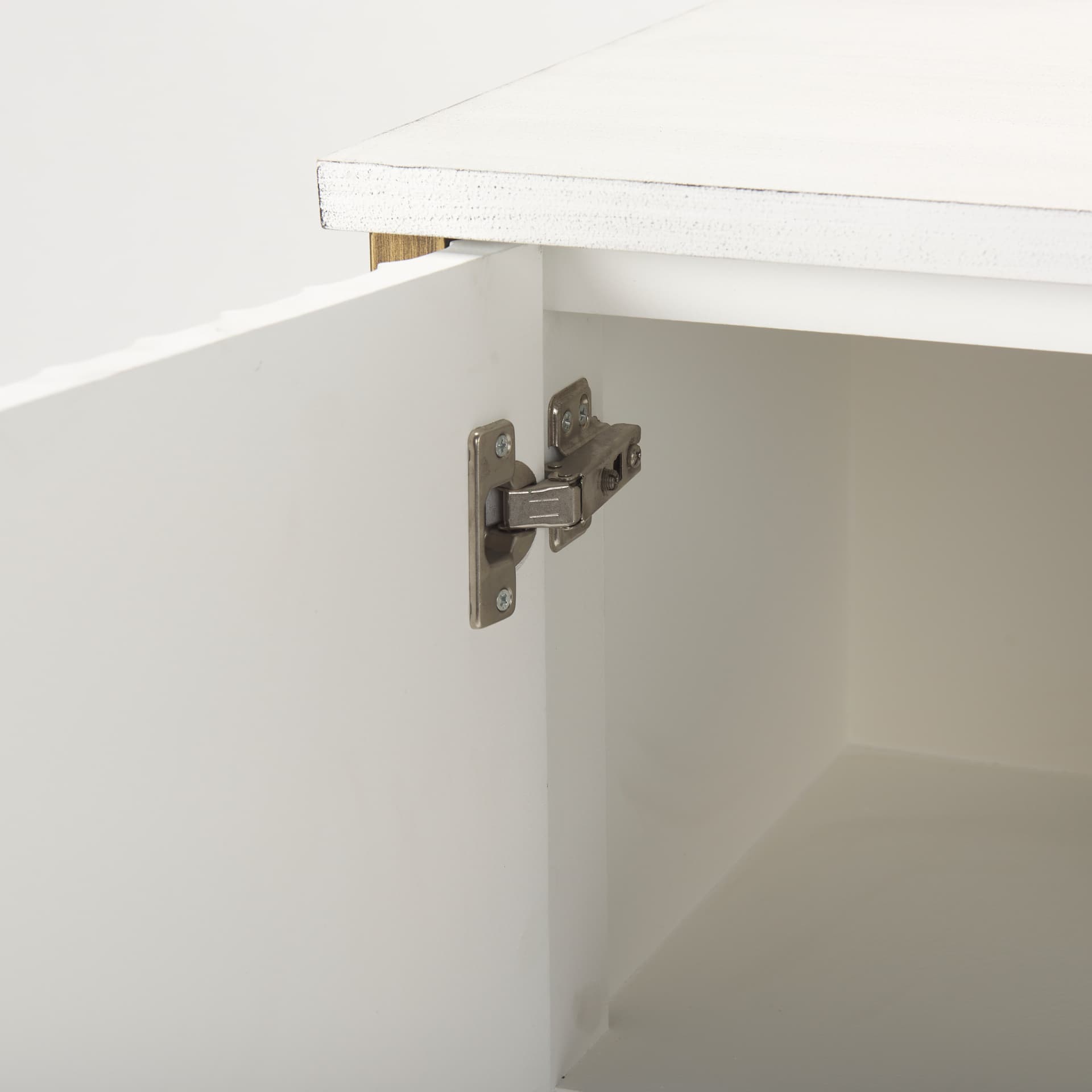 Savannah White Fir Veneer w/ Gold Metal Accent 2-Door Accent Cabinet — product photograph