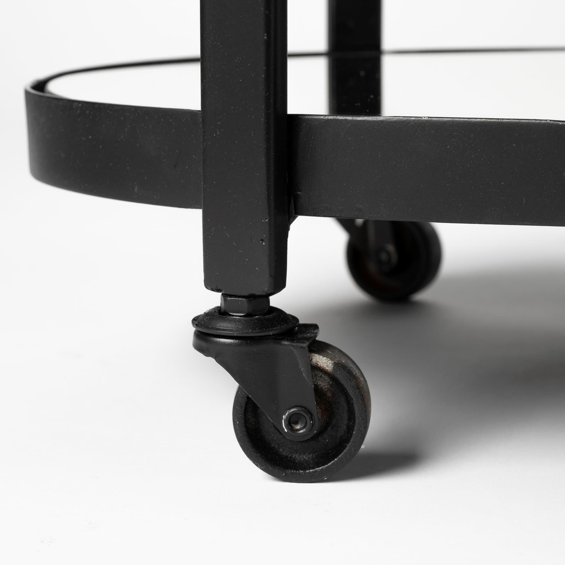 Eleonore Black Metal Frame Two-Tier w/Glass Shelves Bar Cart — product photograph