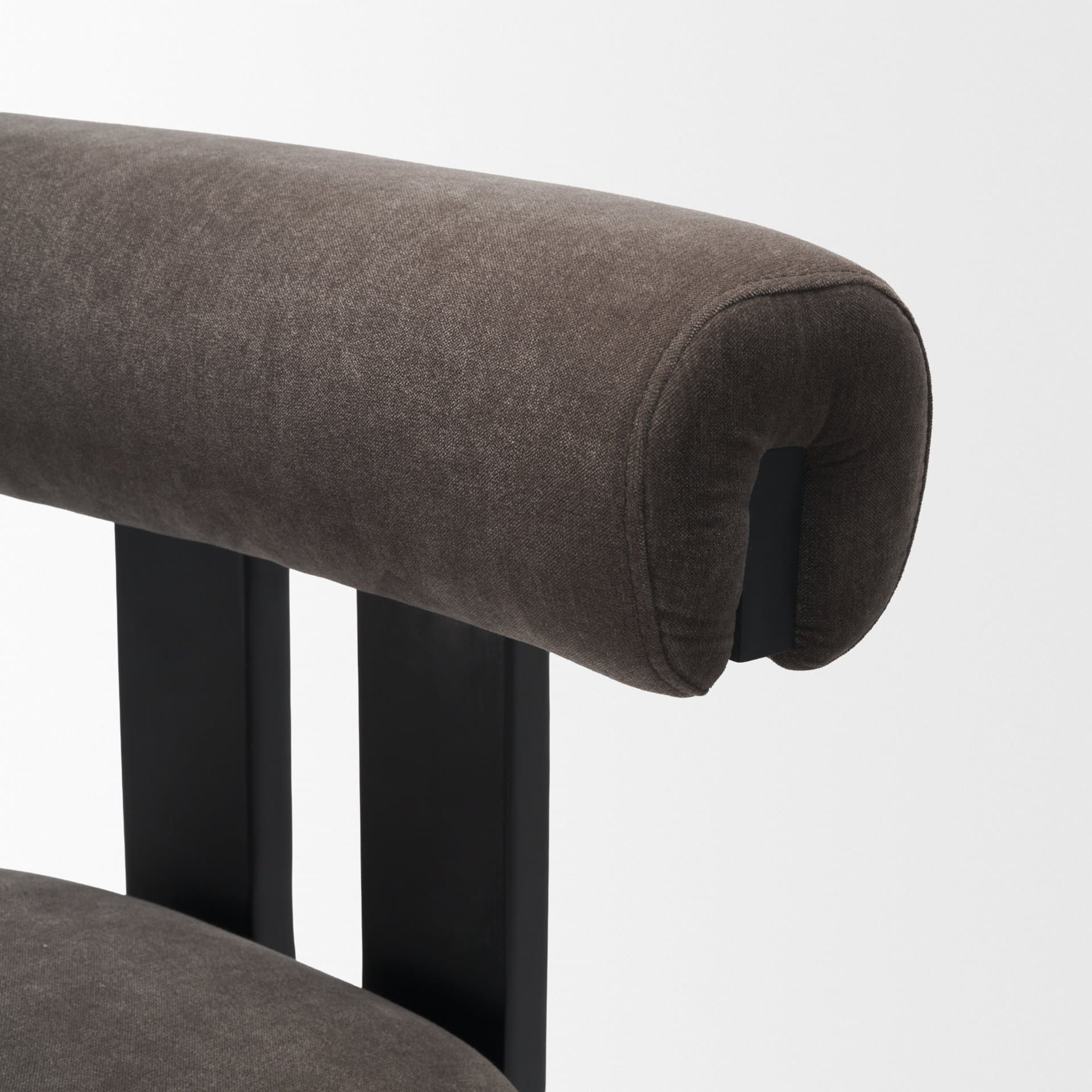 Tribeca Open Back 36.5in Seat Counter Stool | Charcoal Fabric w/ Wood — product photograph