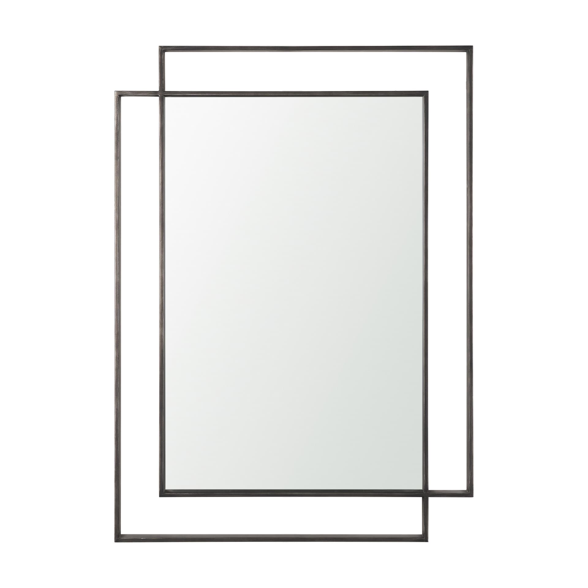 Tiva Rectangular Dual Metal Frame Gunmetal Mirror — product photograph