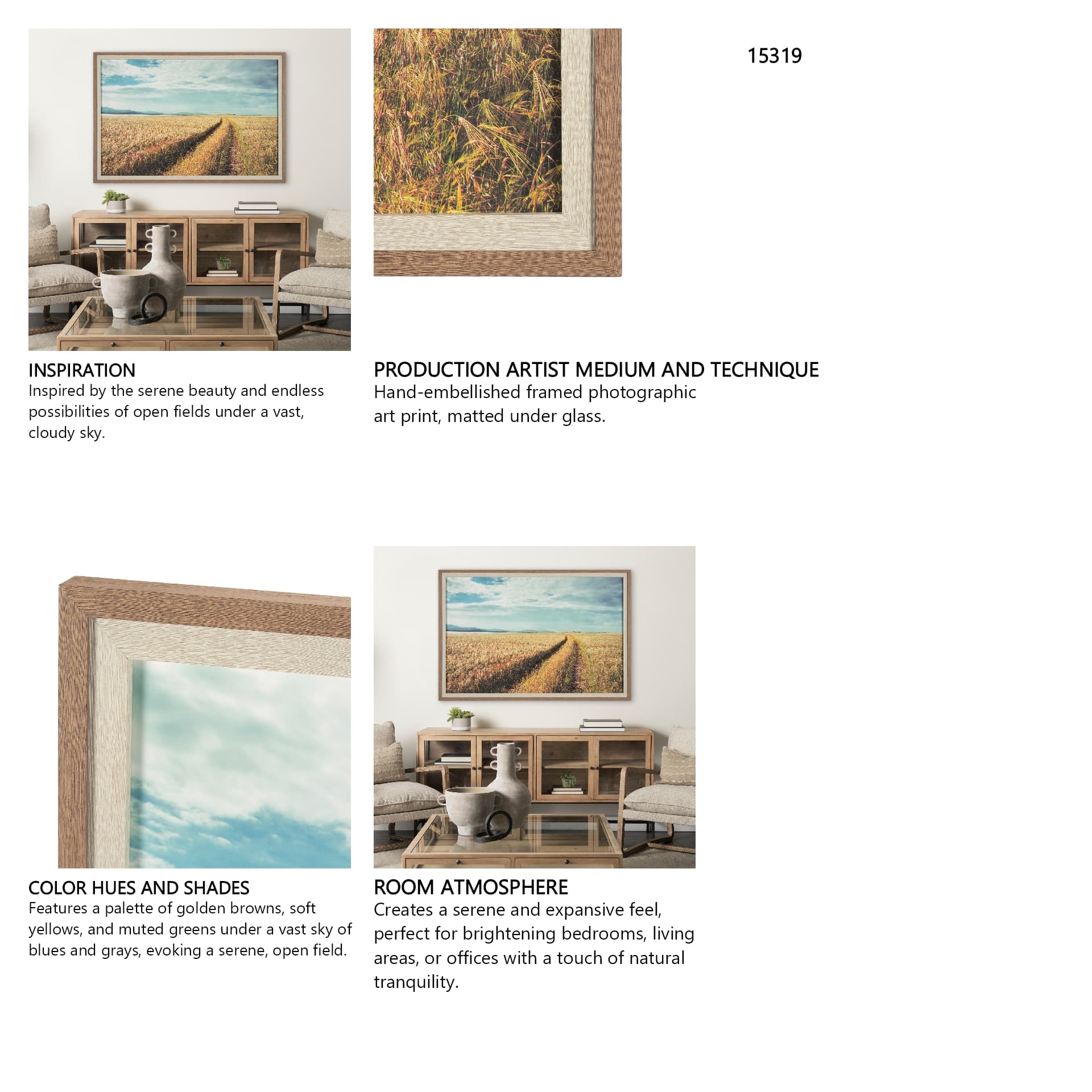 Between The Fields by Matt Roseveare a Hand Embellished Textured Framed Photo Art Print Matted under — in a styled room