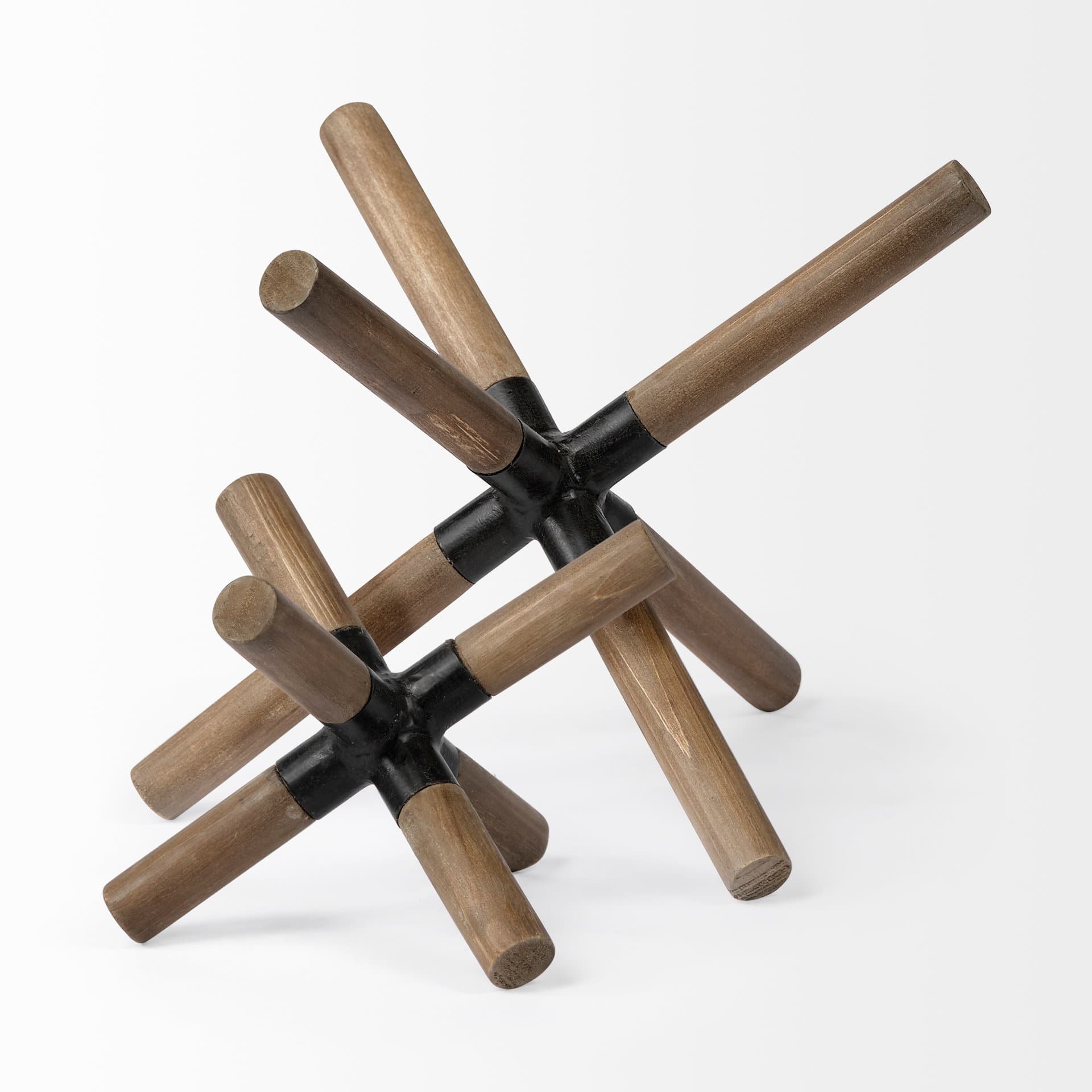 Stuhrling I (Small) 7L x 7W Brown Wood W/ Black Metal Jack — product photograph