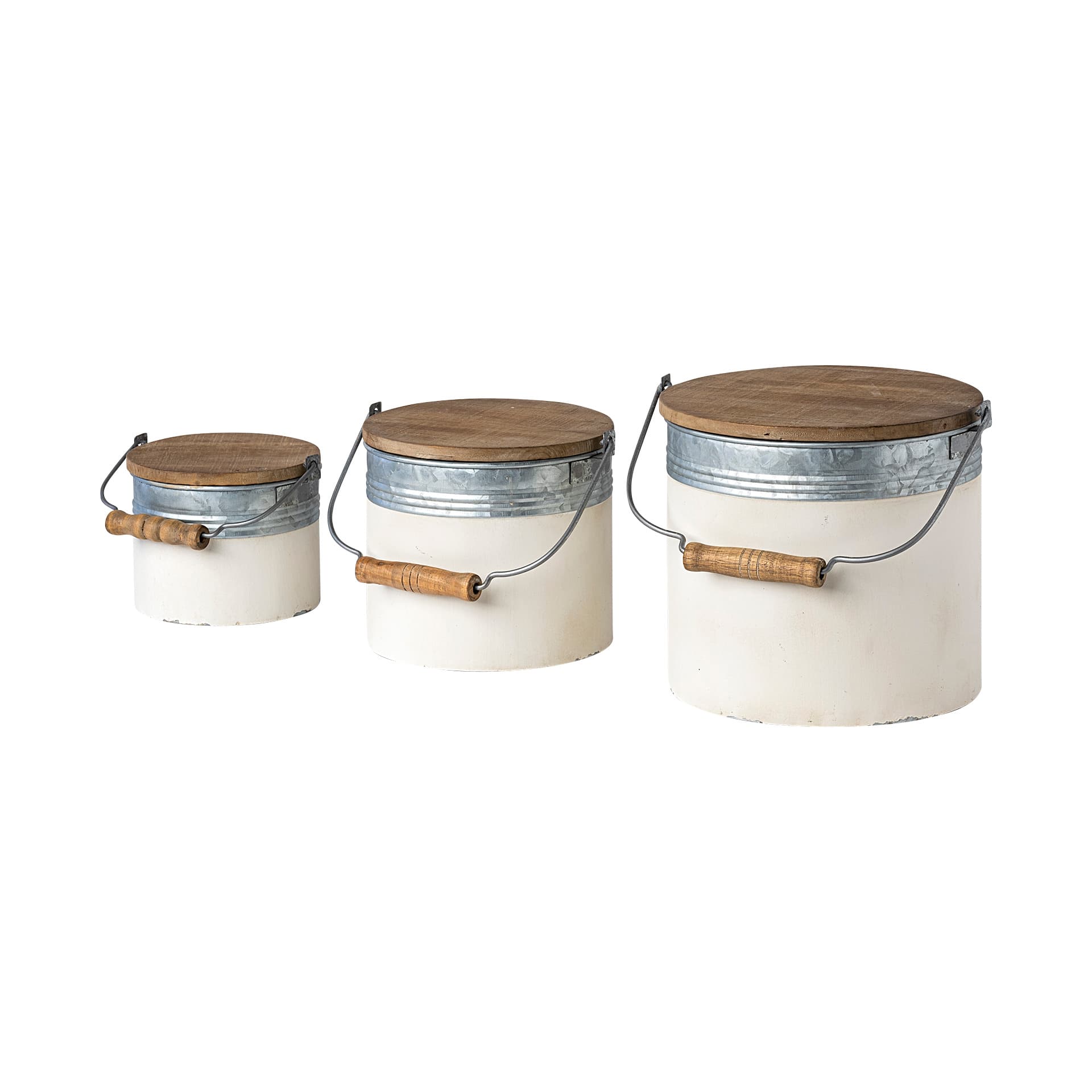 Alani (Set of 3) White Metal Storage Boxes — product photograph