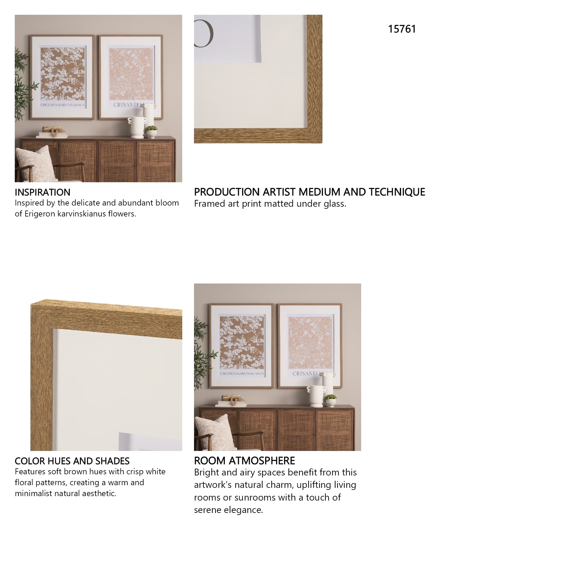 Belleza En Flores II by Mercana Studio a Framed Art Print Matted under Glass — in a styled room