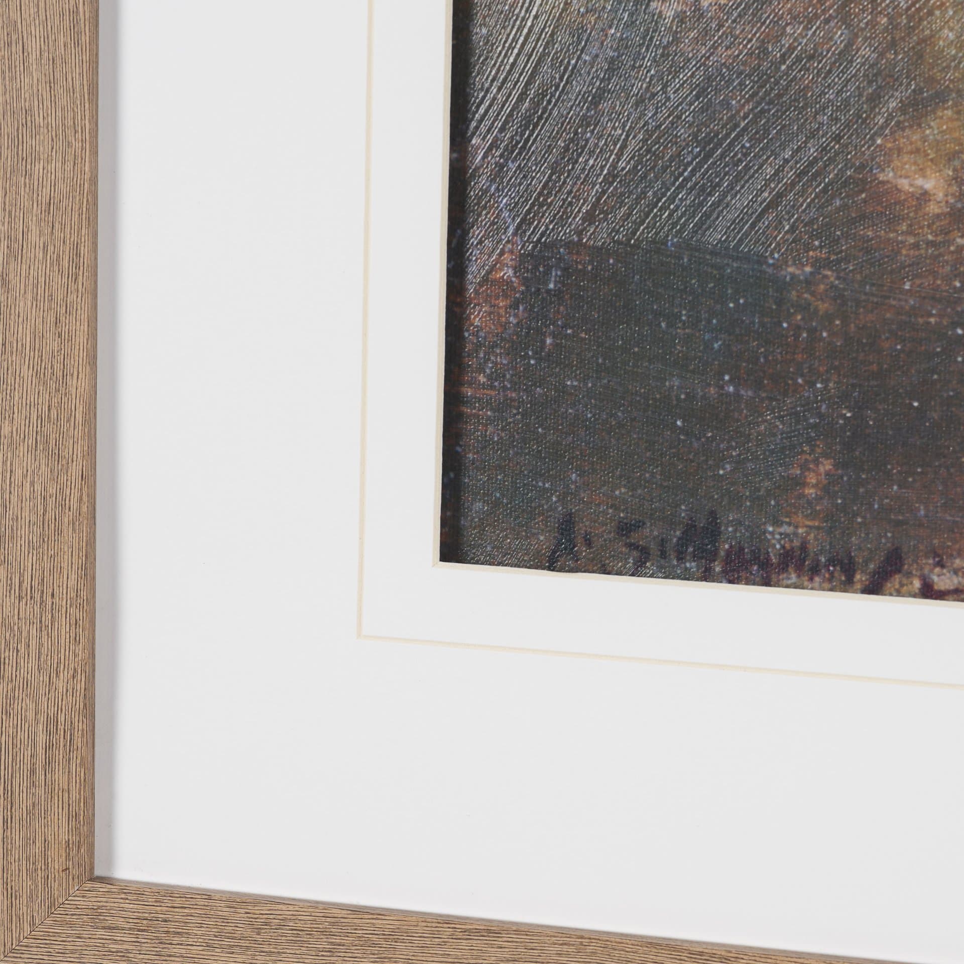 Exmoor Ponies by Sir Alfred Munnings Hand-Embellished Framed Artwork Matted under Glass — product photograph