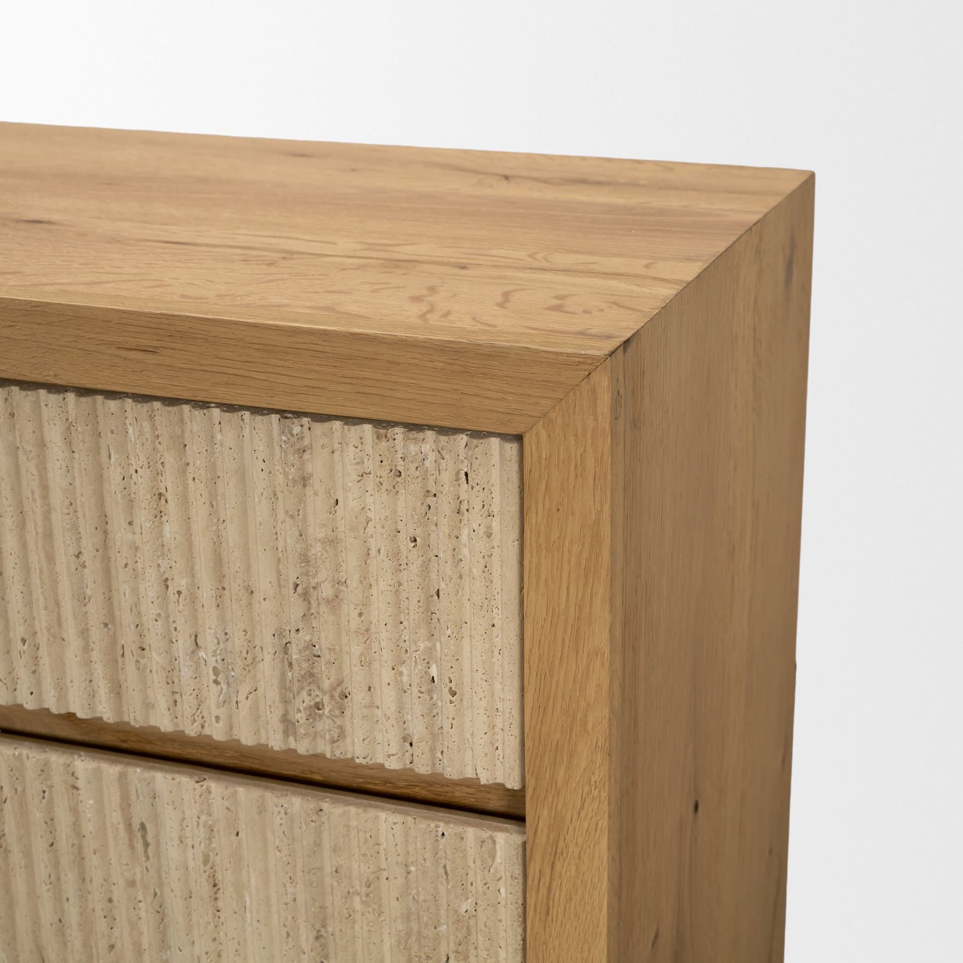 Travona Oak Wood w/ Travertine 6 Drawer Dresser — product photograph