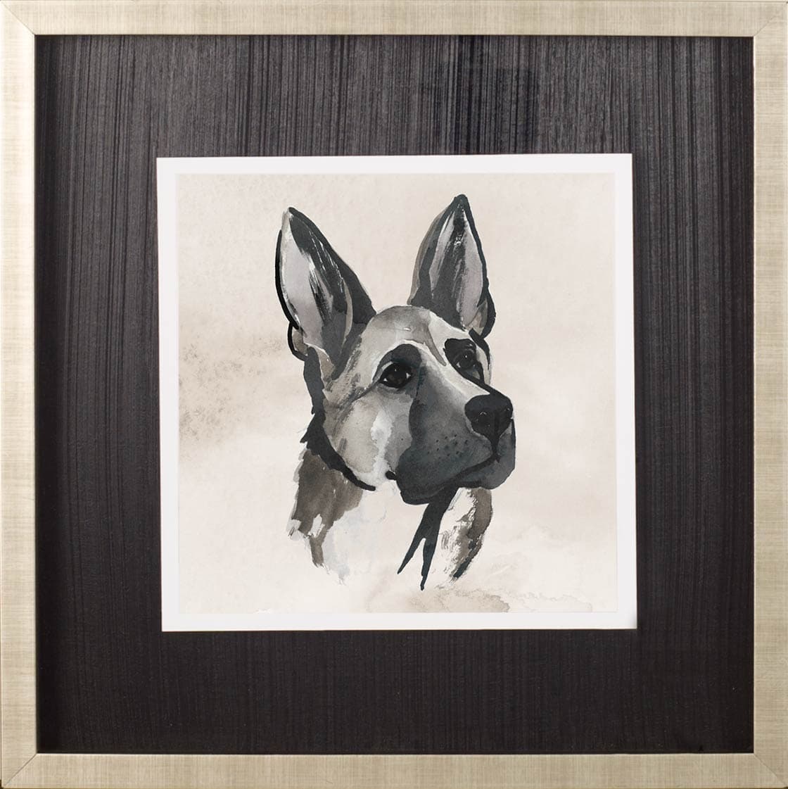 Small Inked Dogs IV by Grace Popp a Hand Embellished Textured Framed Art Print Matted under Glass — product photograph