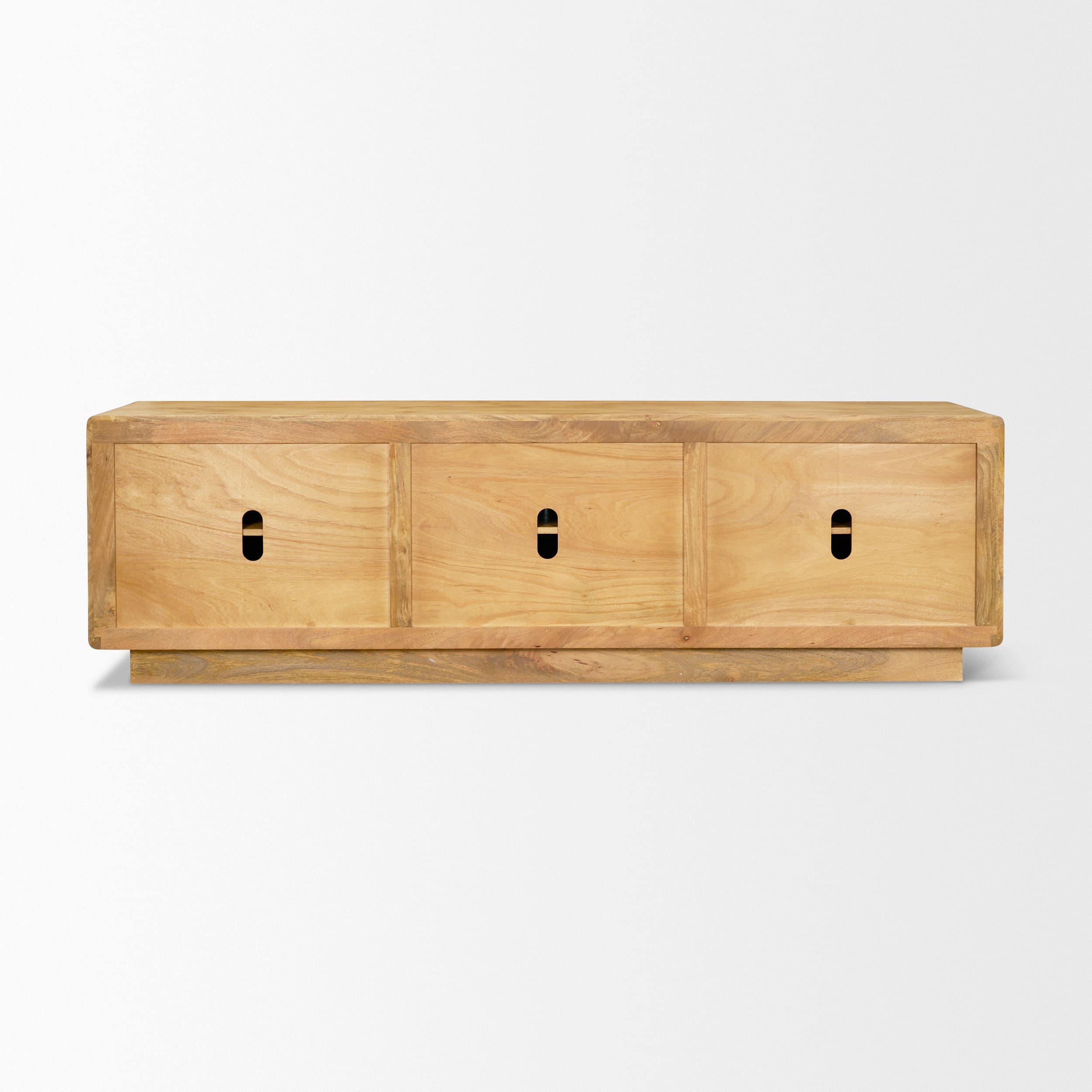 Valterra Light Brown Wood w/ Travertine 6 Door Media Console — product photograph