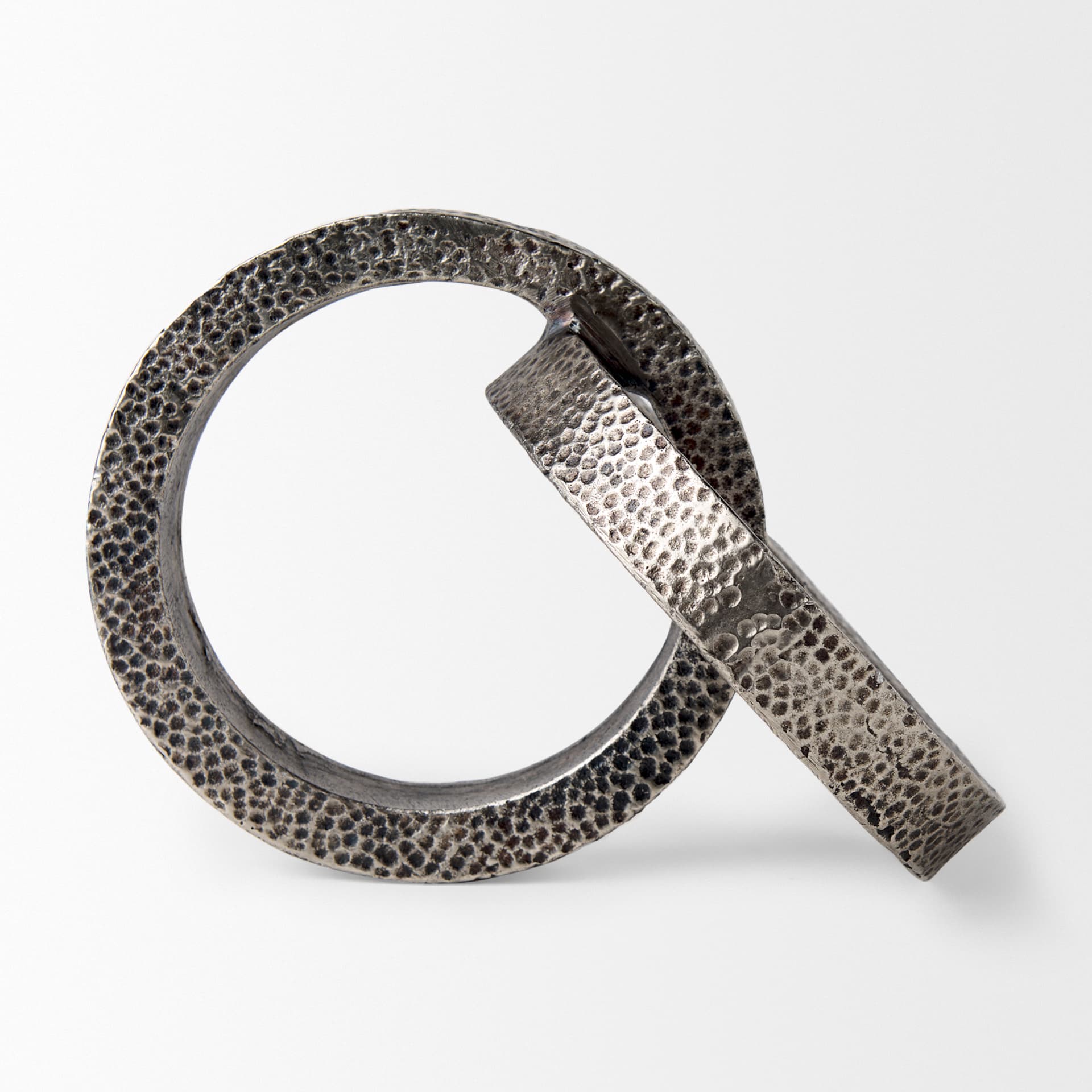 Rafiki Two Blackened Silver Hammered Finish Metal Conjoined Circles — product photograph