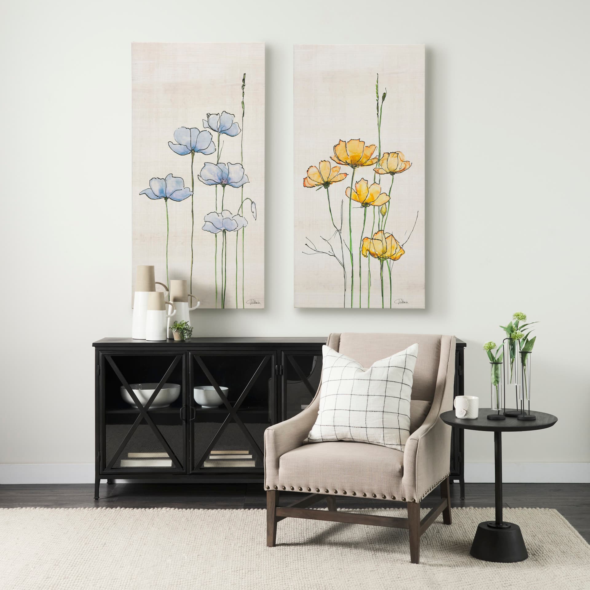 Meadow flowers IV by Mercana Studio a Hand Embellished Textured Canvas — in a styled room