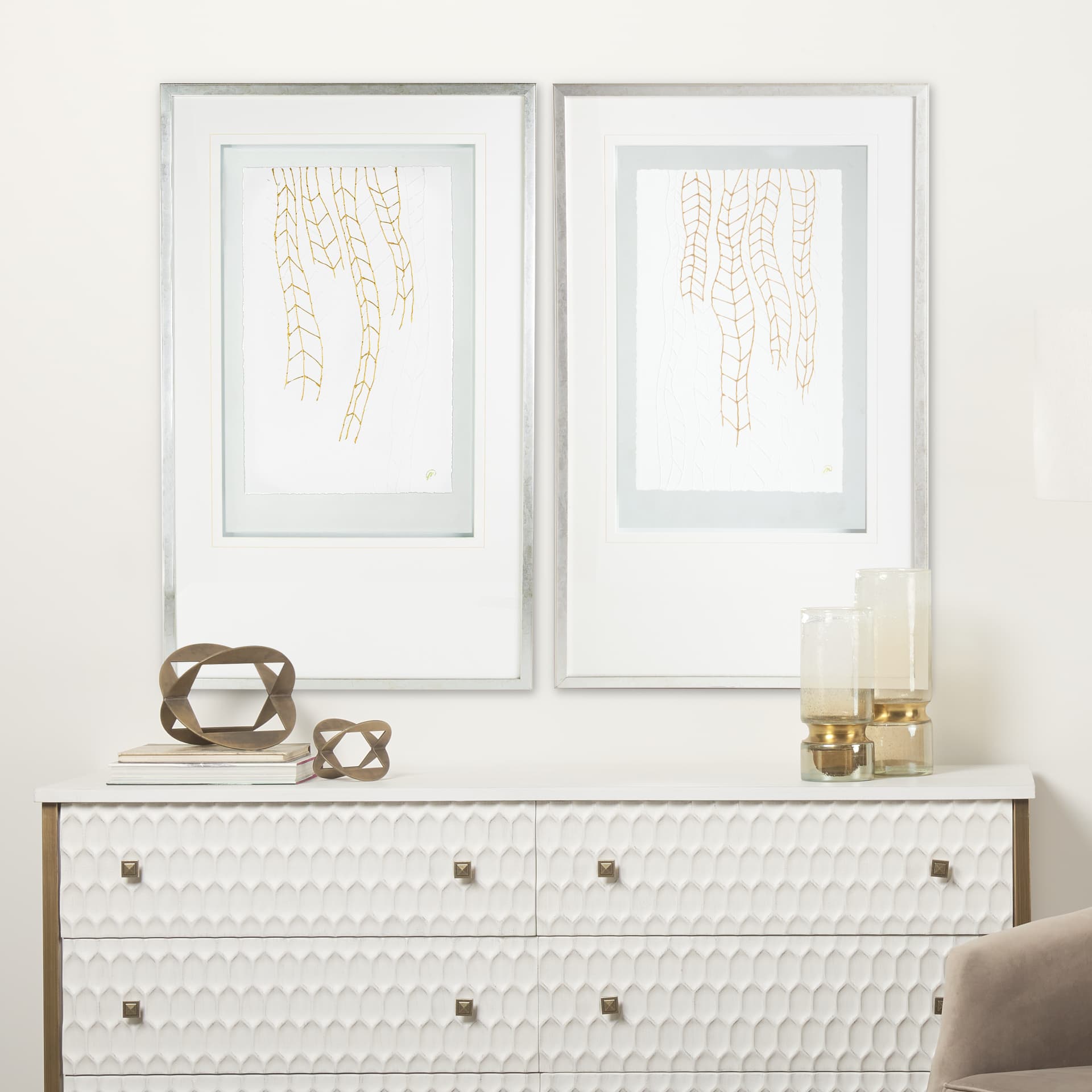 Vin I by Studio M a handmade Original Framed Artwork under Glass — in a styled room