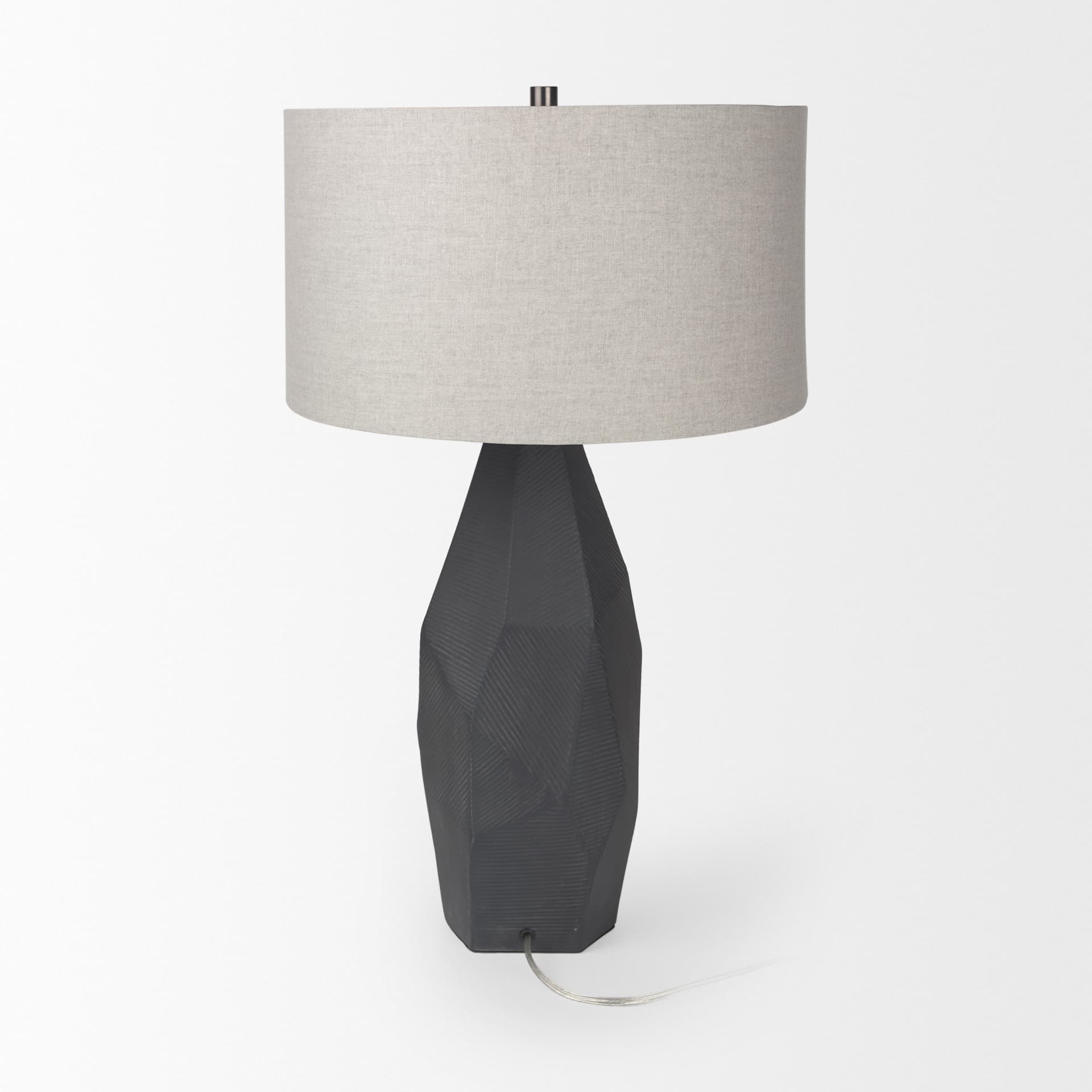 Piven Black w/ Gray Wash Textured Ceramic Table Lamp — product photograph