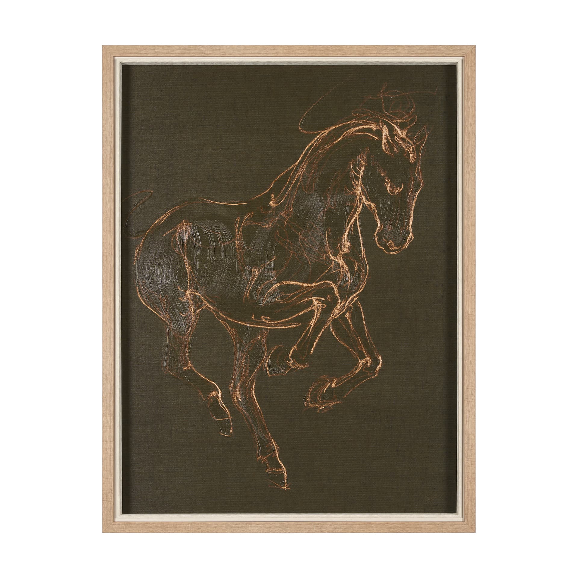 Horse III Olive by Mercana Studio a Hand Embellished Textured Framed Art Print — product photograph