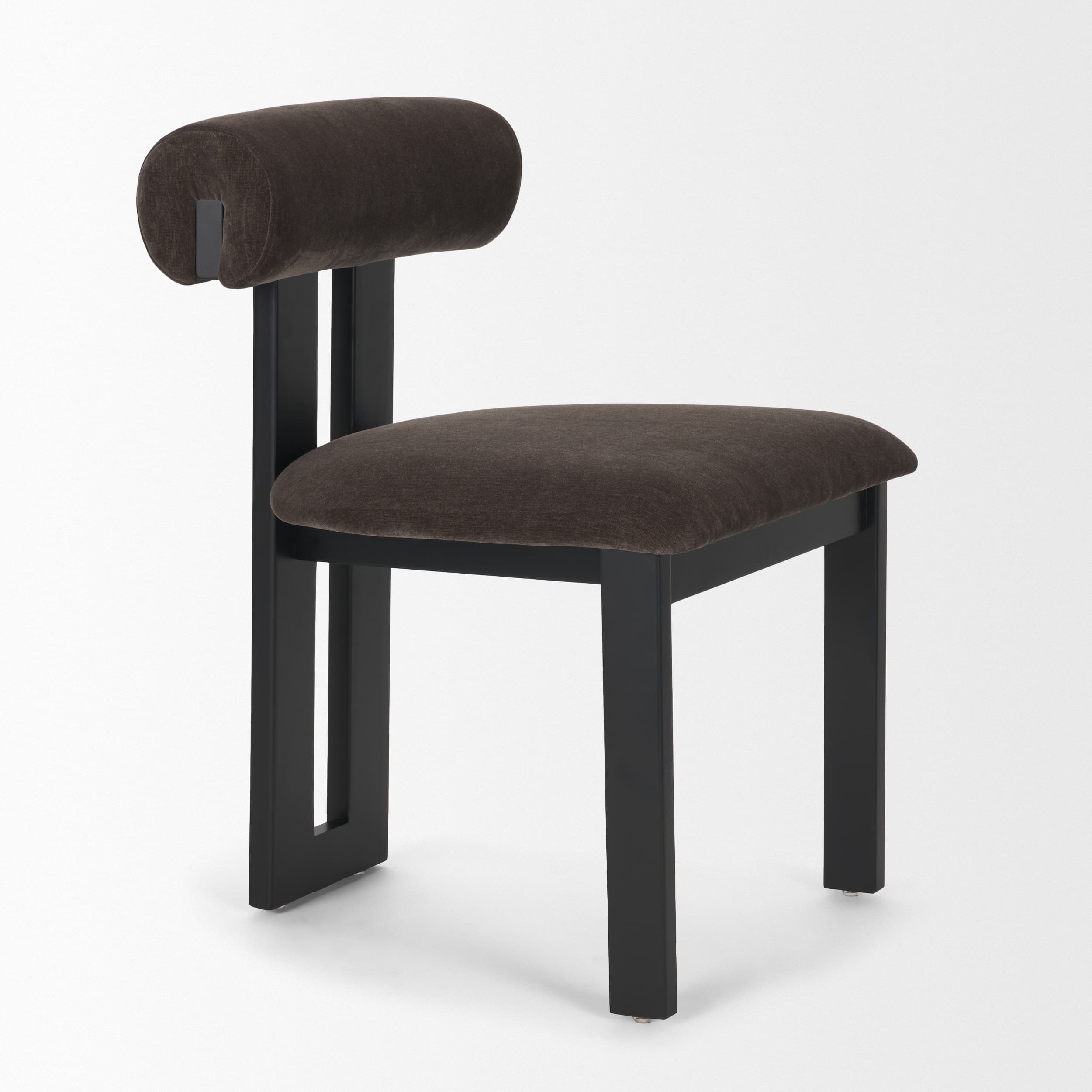 Tribeca Open Back Dining Side Chair | Charcoal Chenille w/ Black Wood — product photograph
