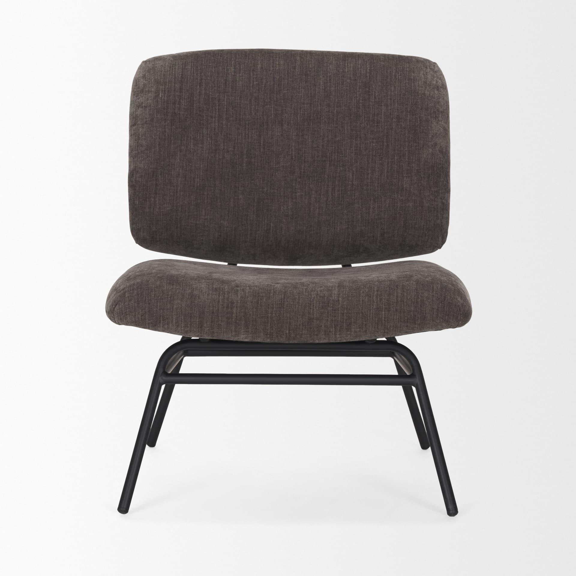 Nora Charcoal Fabric w/ Matte Black Metal Legs Accent Chair — product photograph