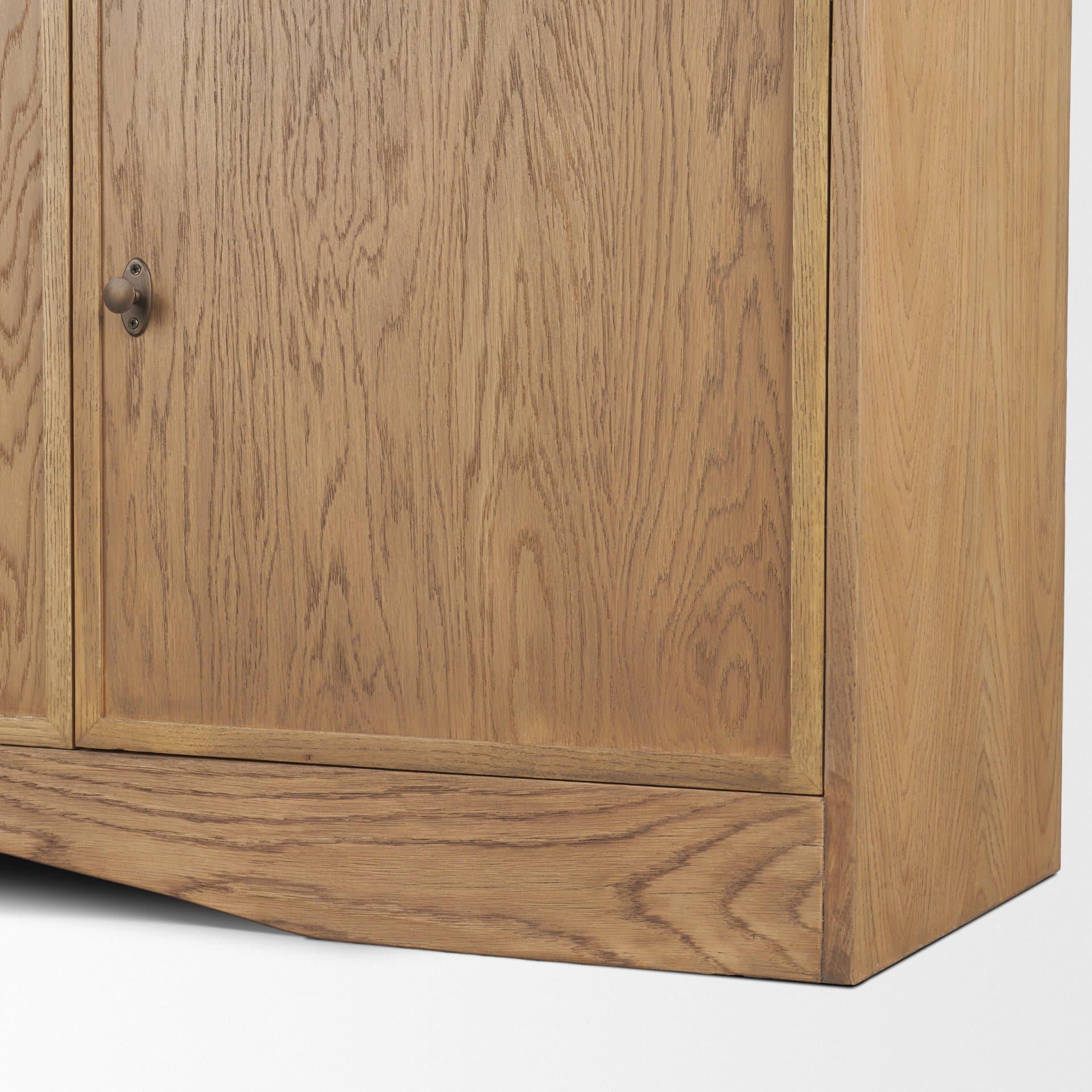 Carrington 82" 4 Door Closed Sideboard | Brown Oak Wood w/ Brass Hardware — product photograph