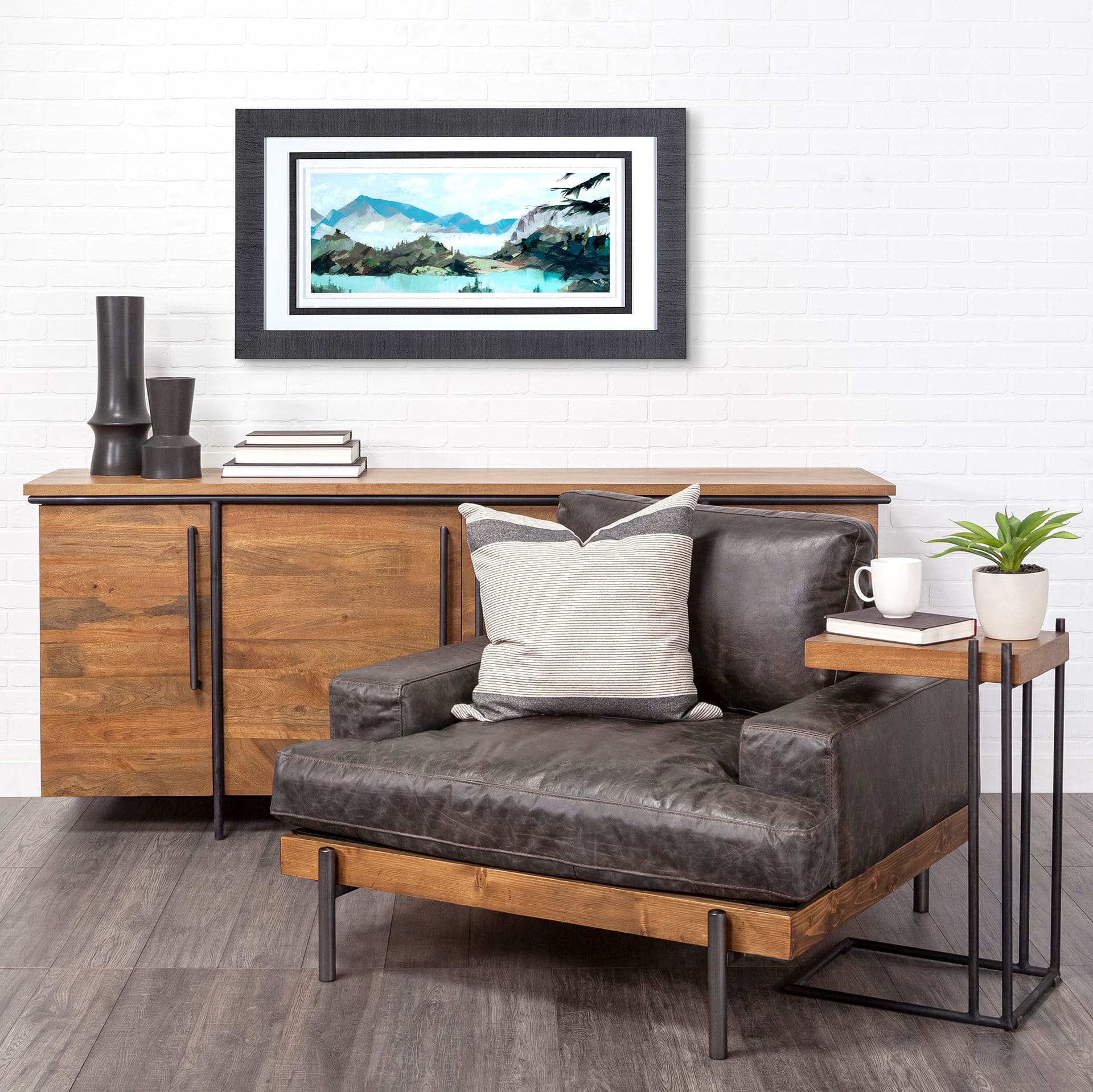 Vista II by Mercana Studio a Hand Embellished Textured Framed Art Print Matted under Glass — in a styled room
