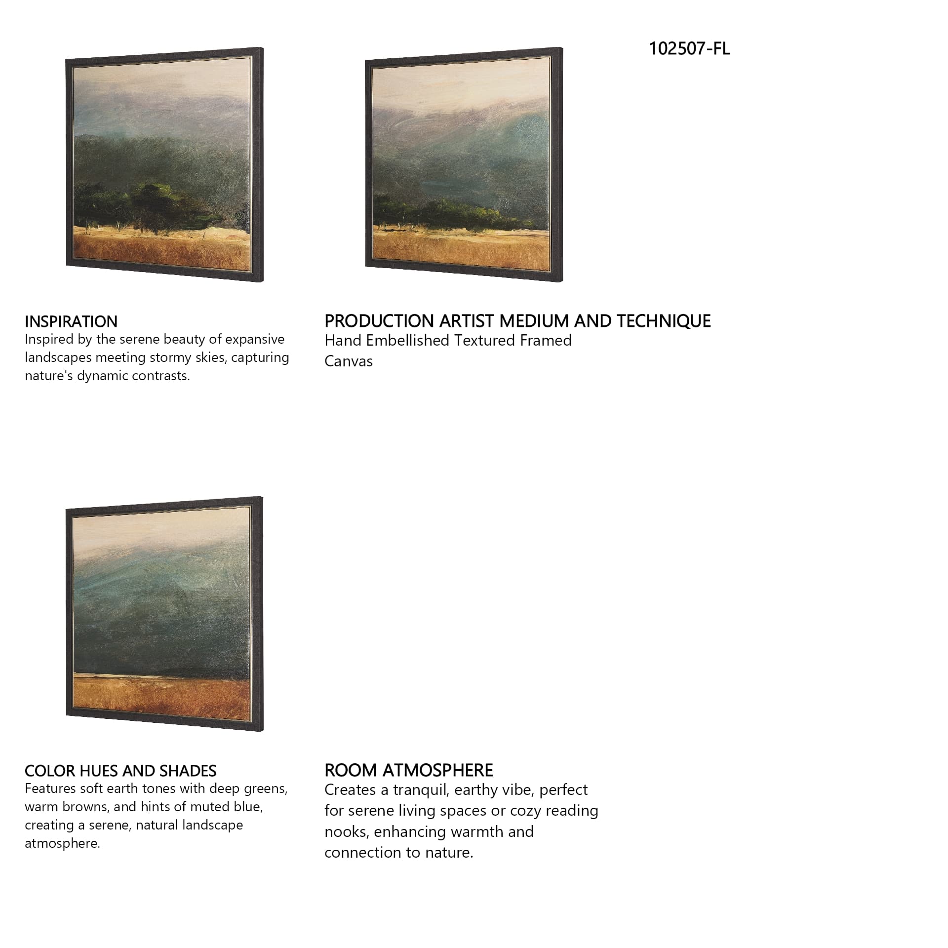 Haze Landscape by Mercana Studio a Hand Embellished Textured Framed Canvas — in a styled room