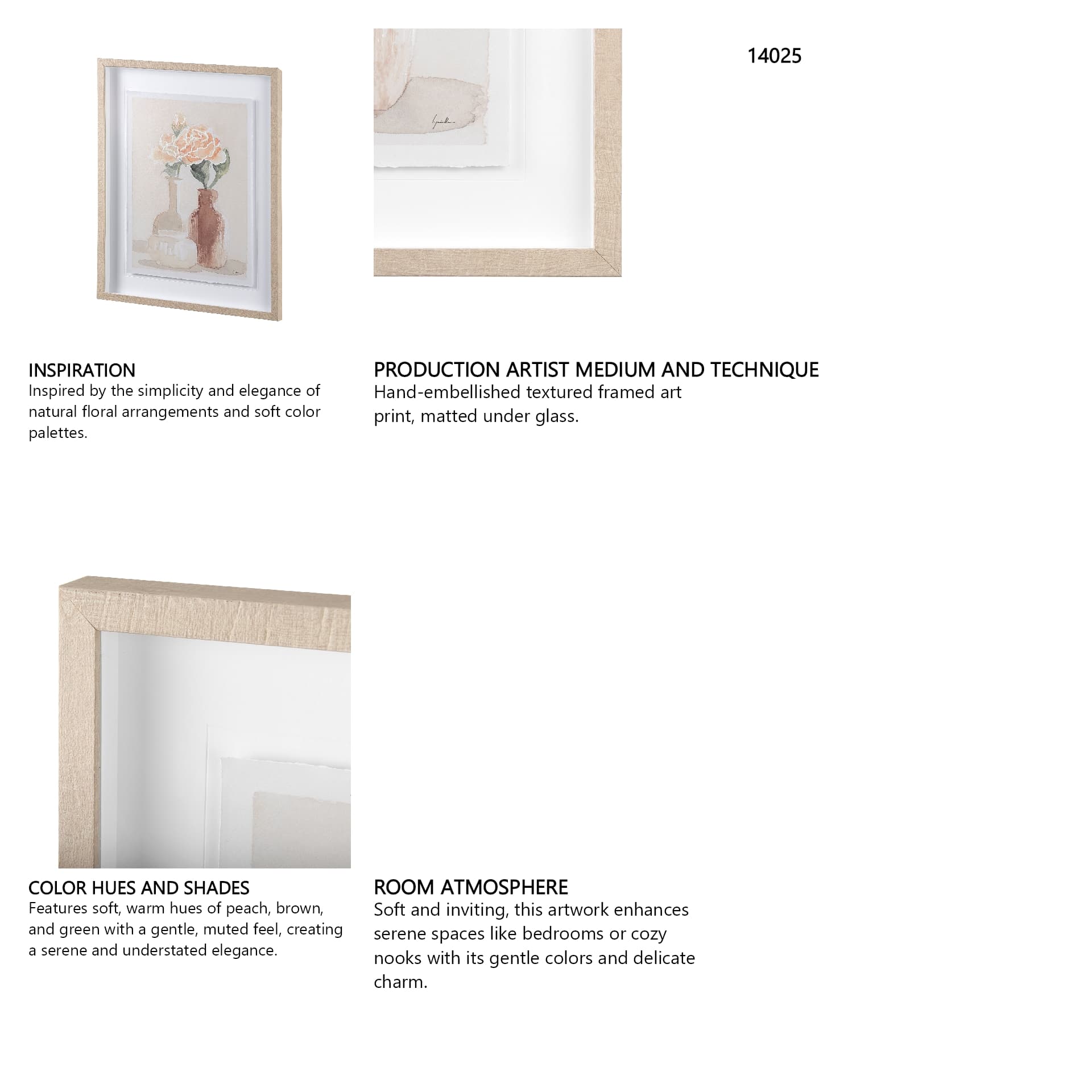 Boho Flowers II by Mercana Studio a Hand Embellished Textured Framed Art Print Matted under Glass — in a styled room