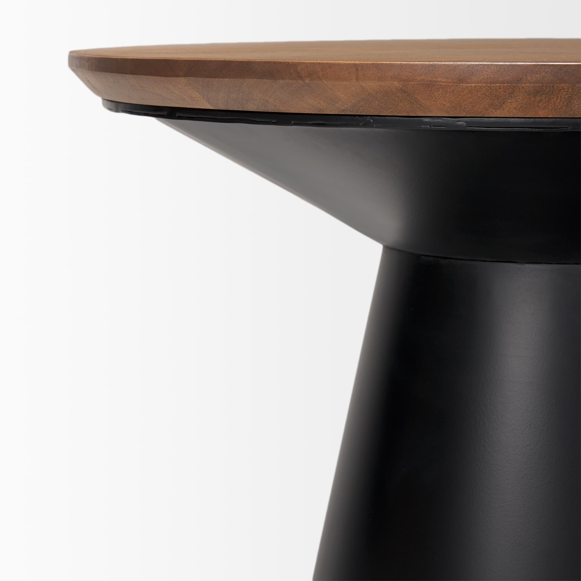 Mitchell 22.0L x 22.0W x 23.0H Black Metal Pedetal Base with Brown Wood Top Side Table — product photograph