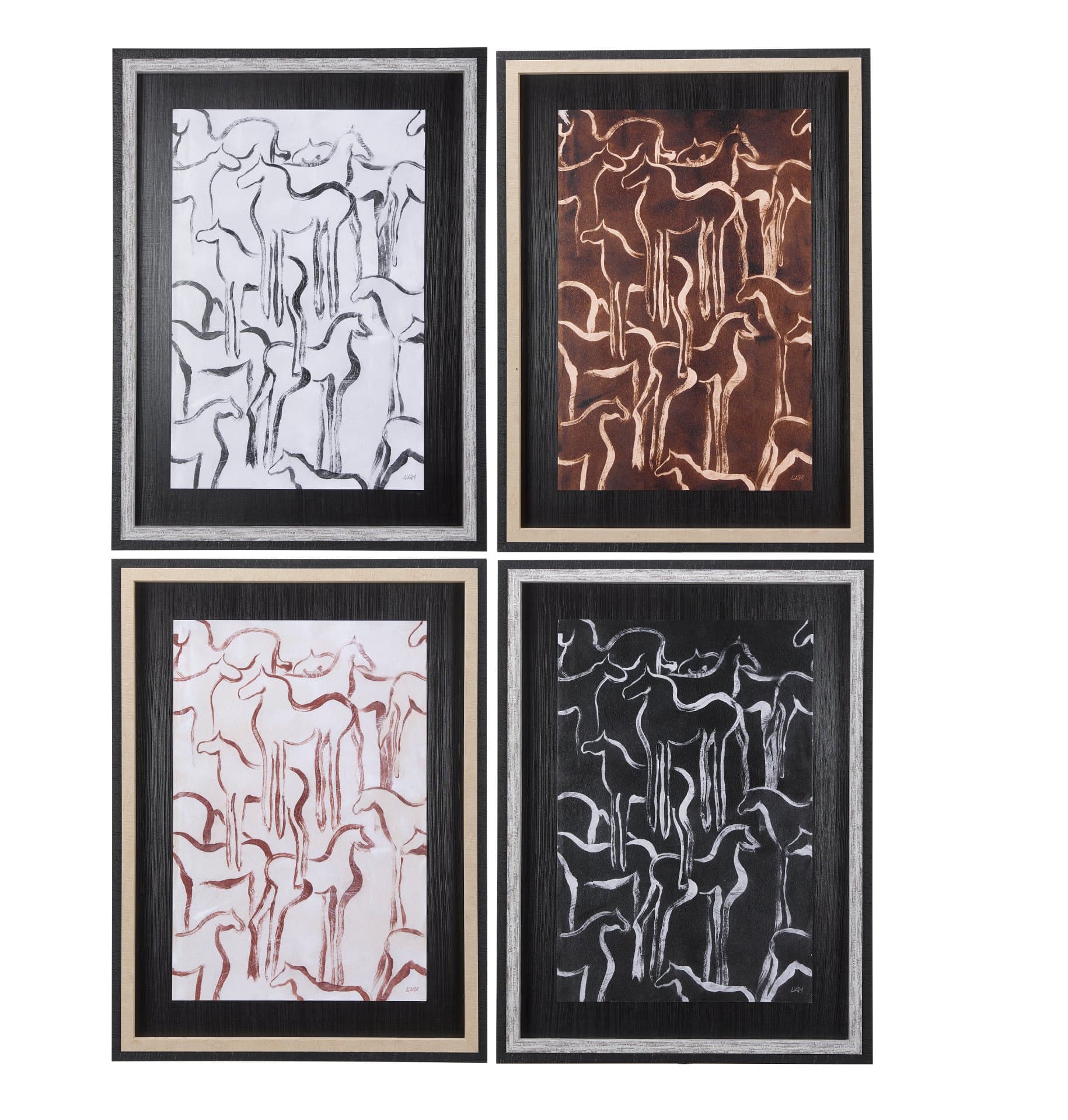 Horse Herd I by Mercana Studio a Hand Embellished Textured Framed Art Print — product photograph