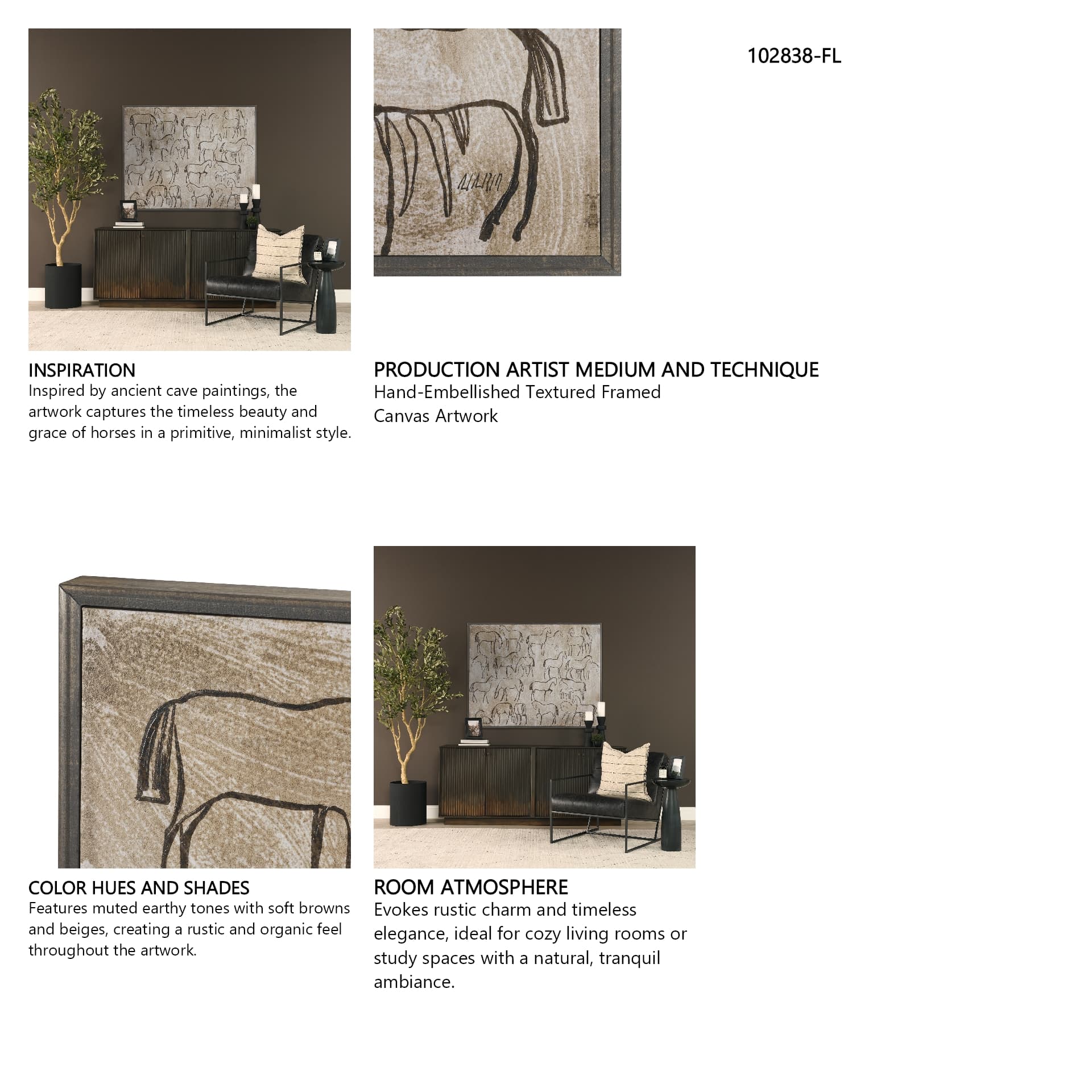 Buckskin by Mercana Studio Hand-Embellished Textured Framed Canvas Artwork — in a styled room