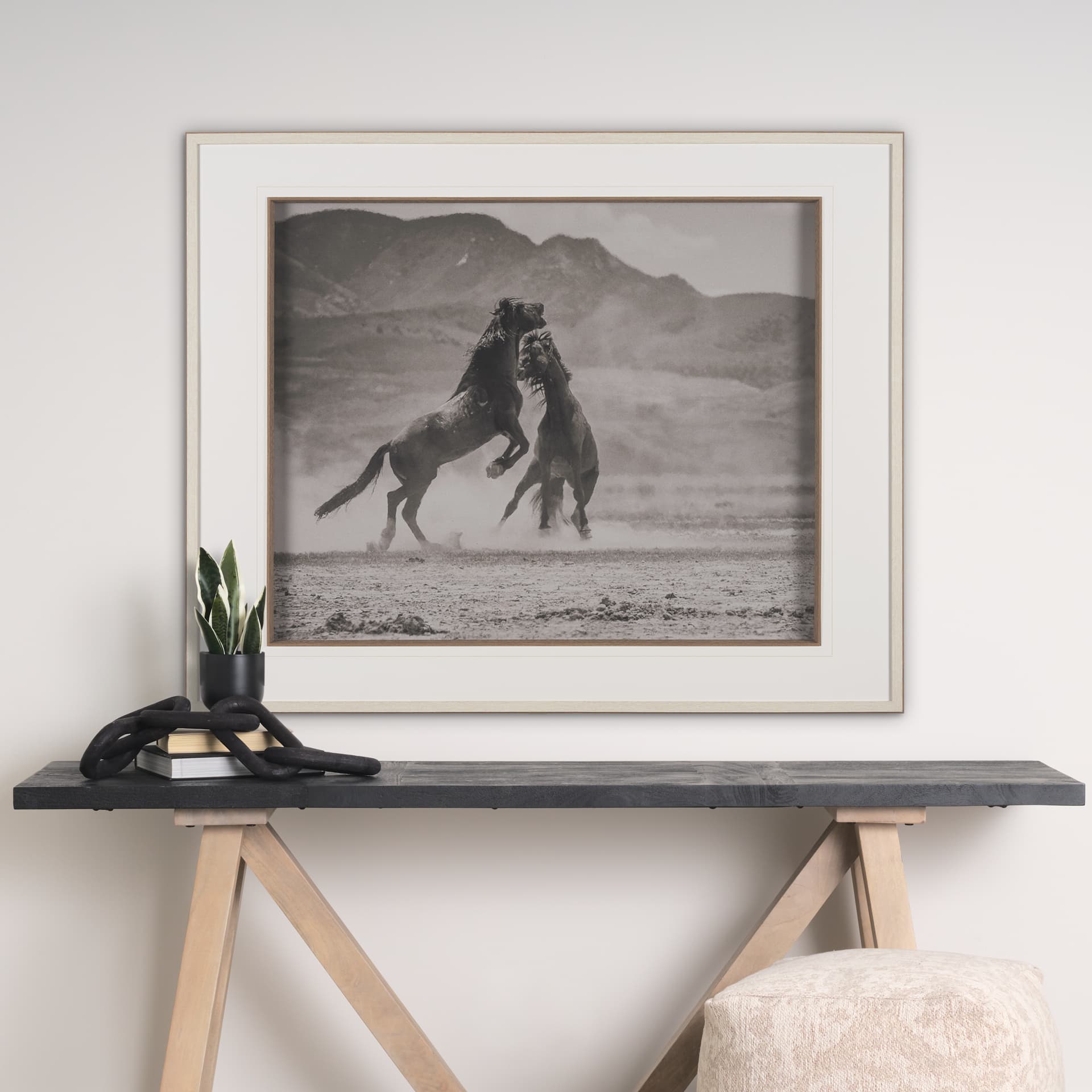 The Meeting by Nancy Crowell a Hand Embellished Framed Photo Art Print Matted under Glass — in a styled room