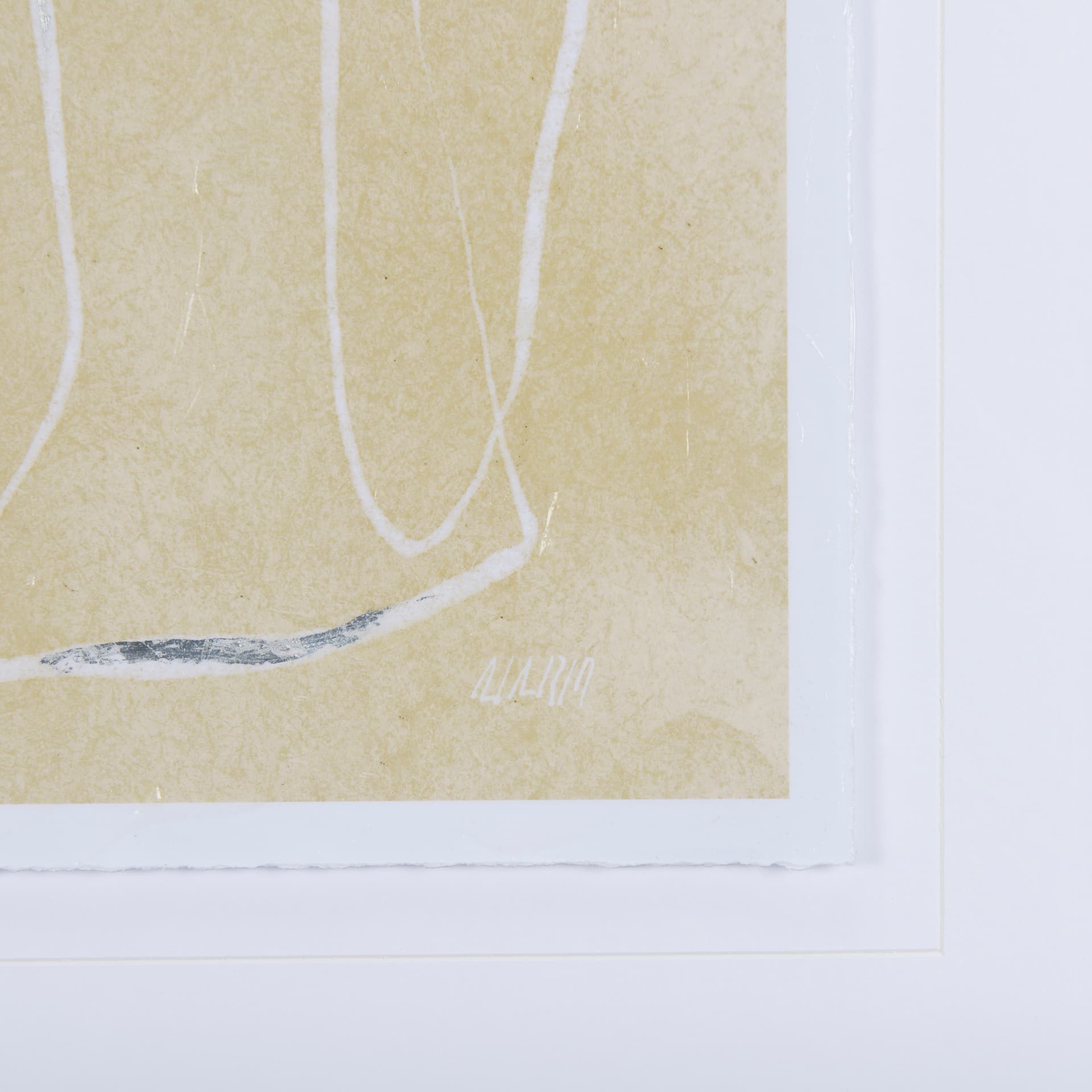 Thread Yellow I by Mercana Studio a Hand Embellished Textured Framed Art Print Matted under Glass — product photograph