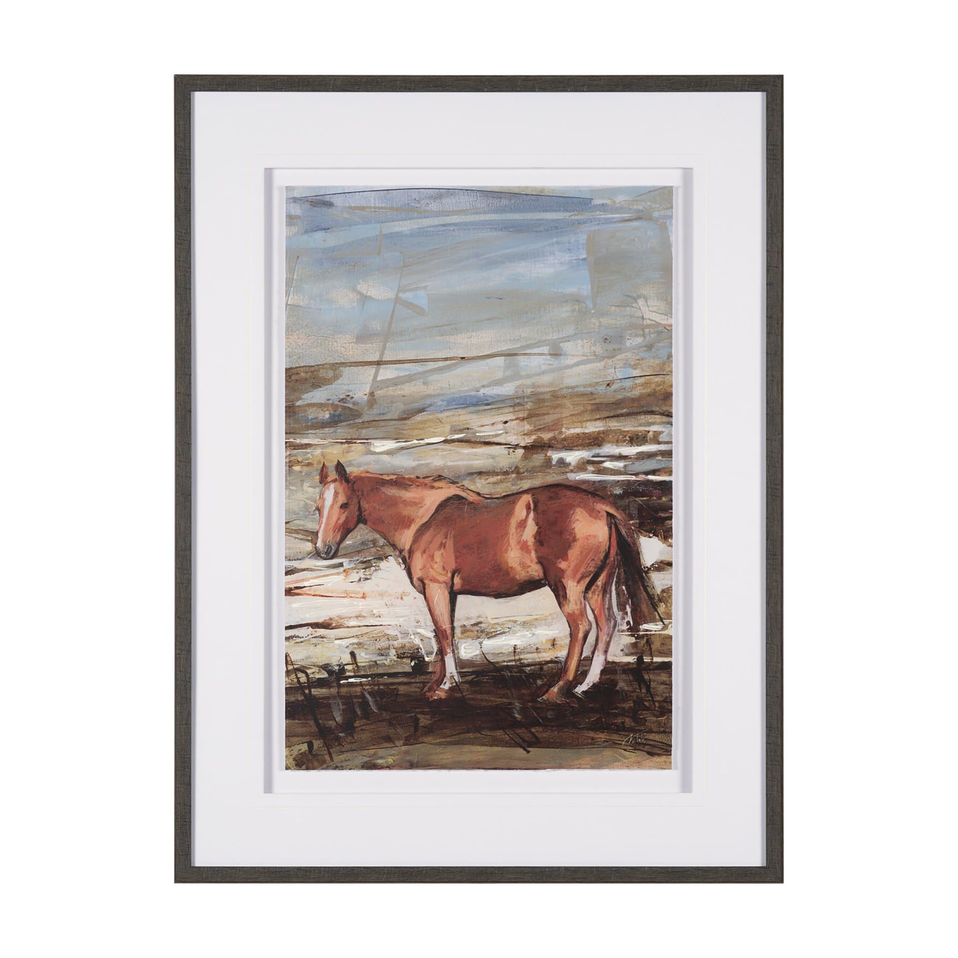 Equine Echoes II by Mercana Studio Hand Embelished Textured Framed Artwork Matted under Glass — product photograph