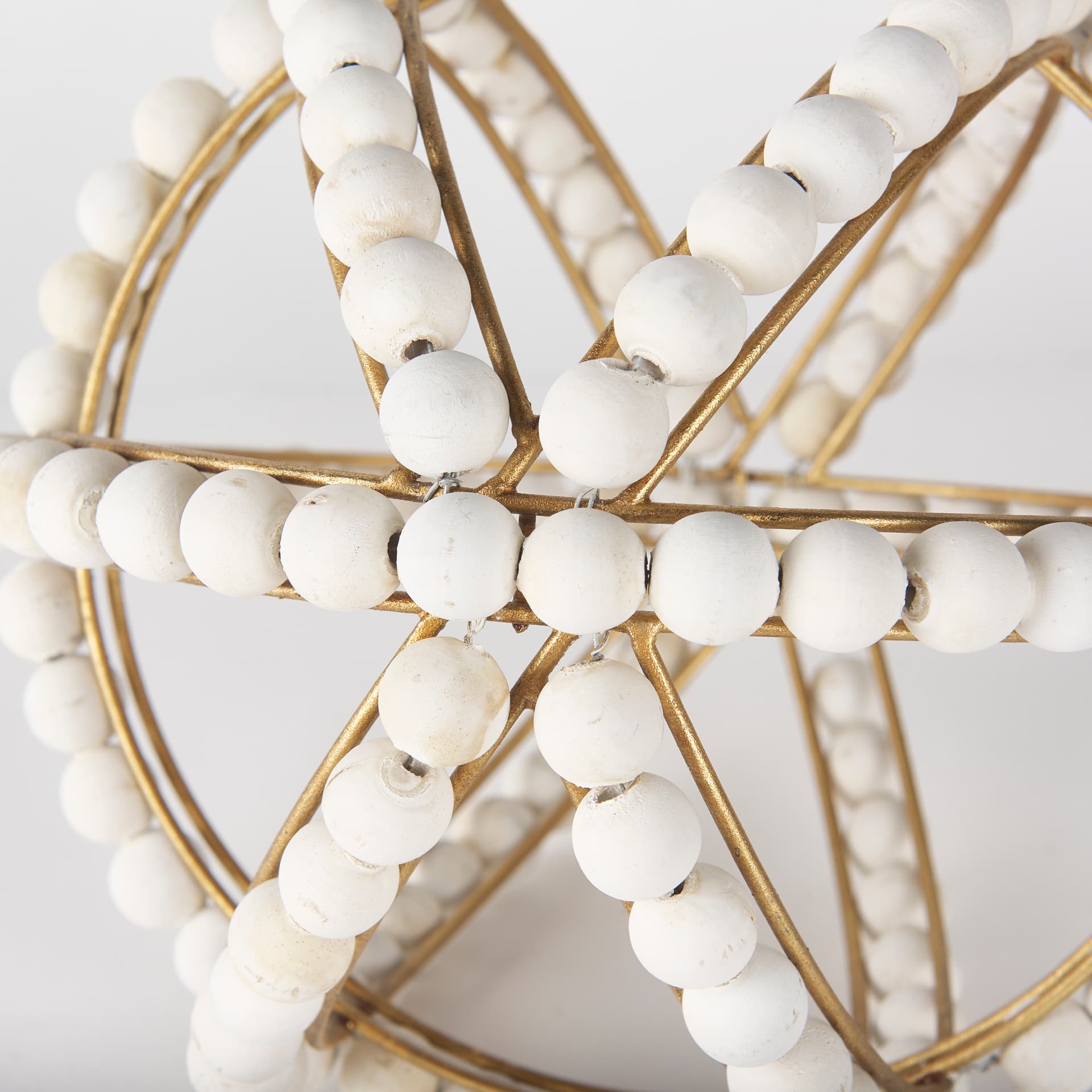 Espanlade II Large 11L x 11W White Wooden Beaded Orb — product photograph