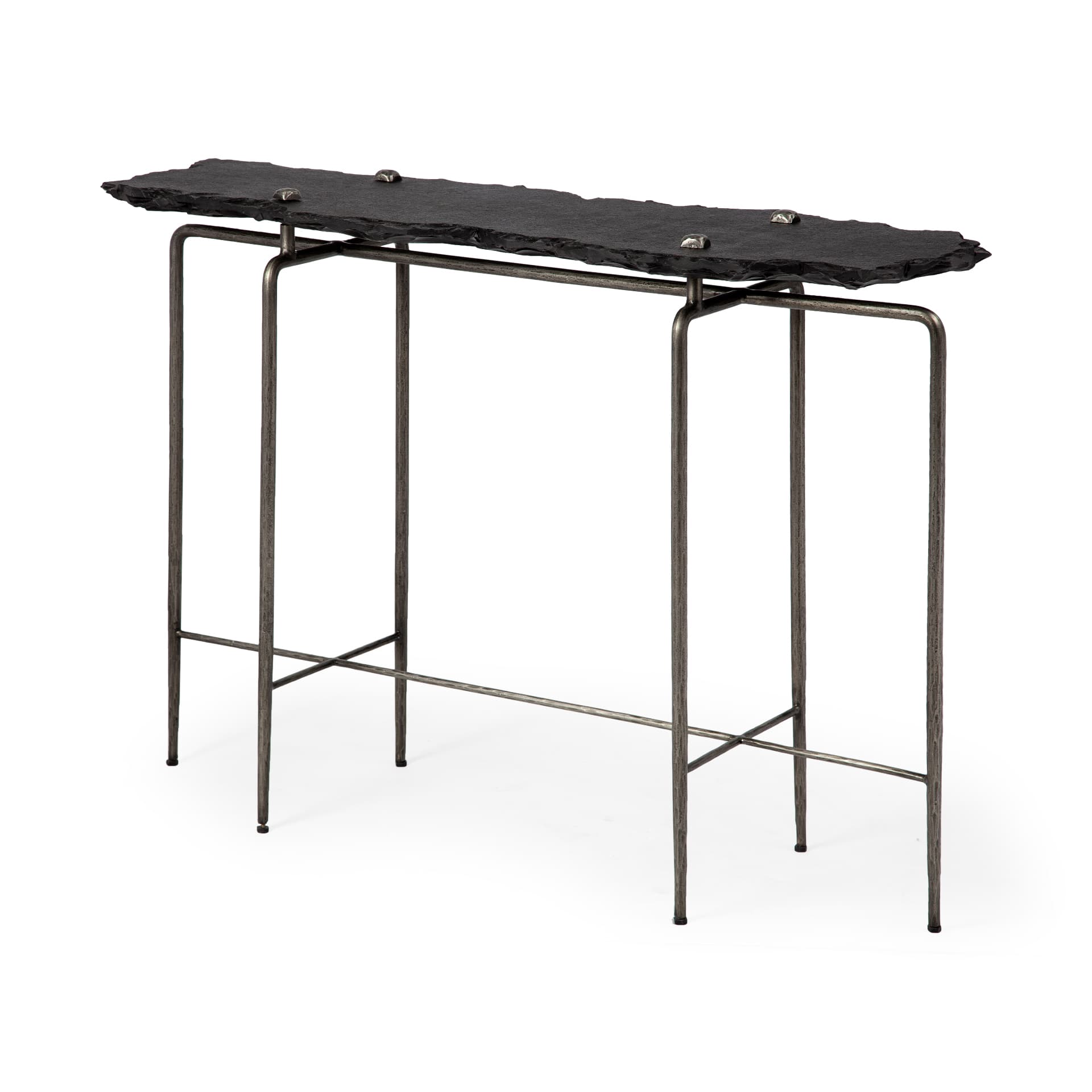 Pinera III 49L x 17W Black Slate W/Iron Base Console Table — product photograph