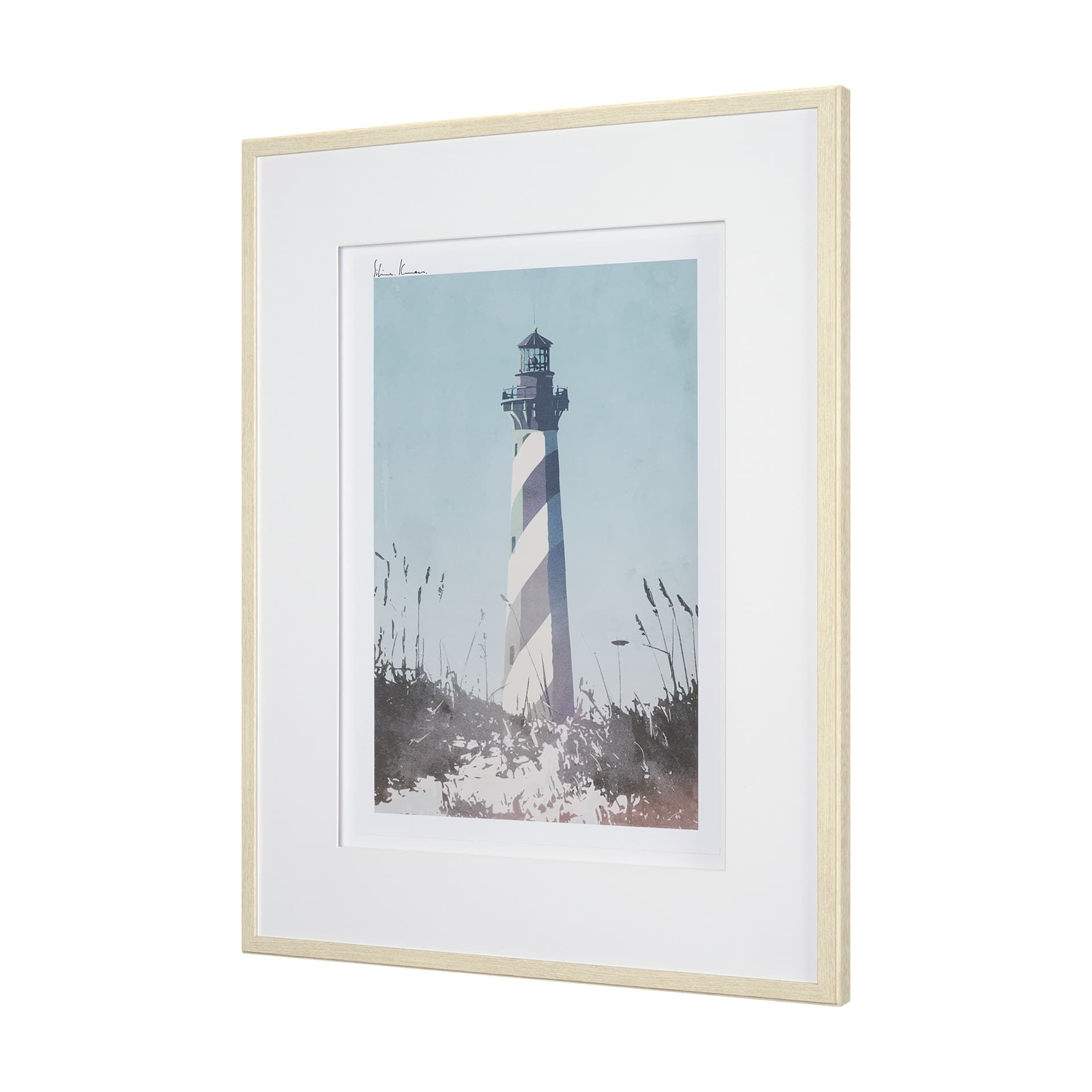 Lighthouse I-Cape Hatteras by Mercana Studio a Hand Embellished Framed Art Print Matted under Glass — product photograph