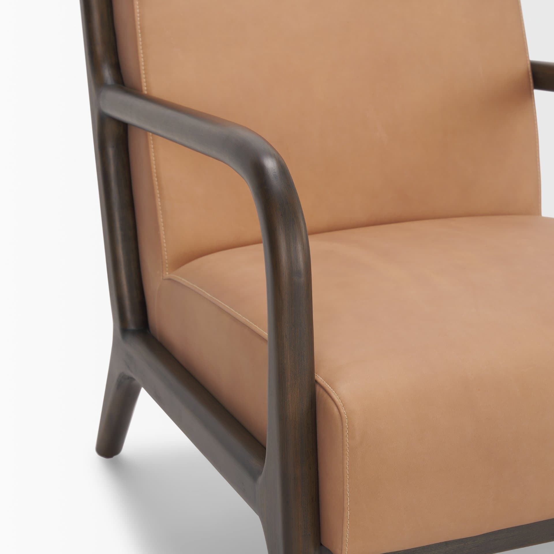 Cashel Accent Chair W/ Dark Brown Wood and Tan Genuine Leather — product photograph