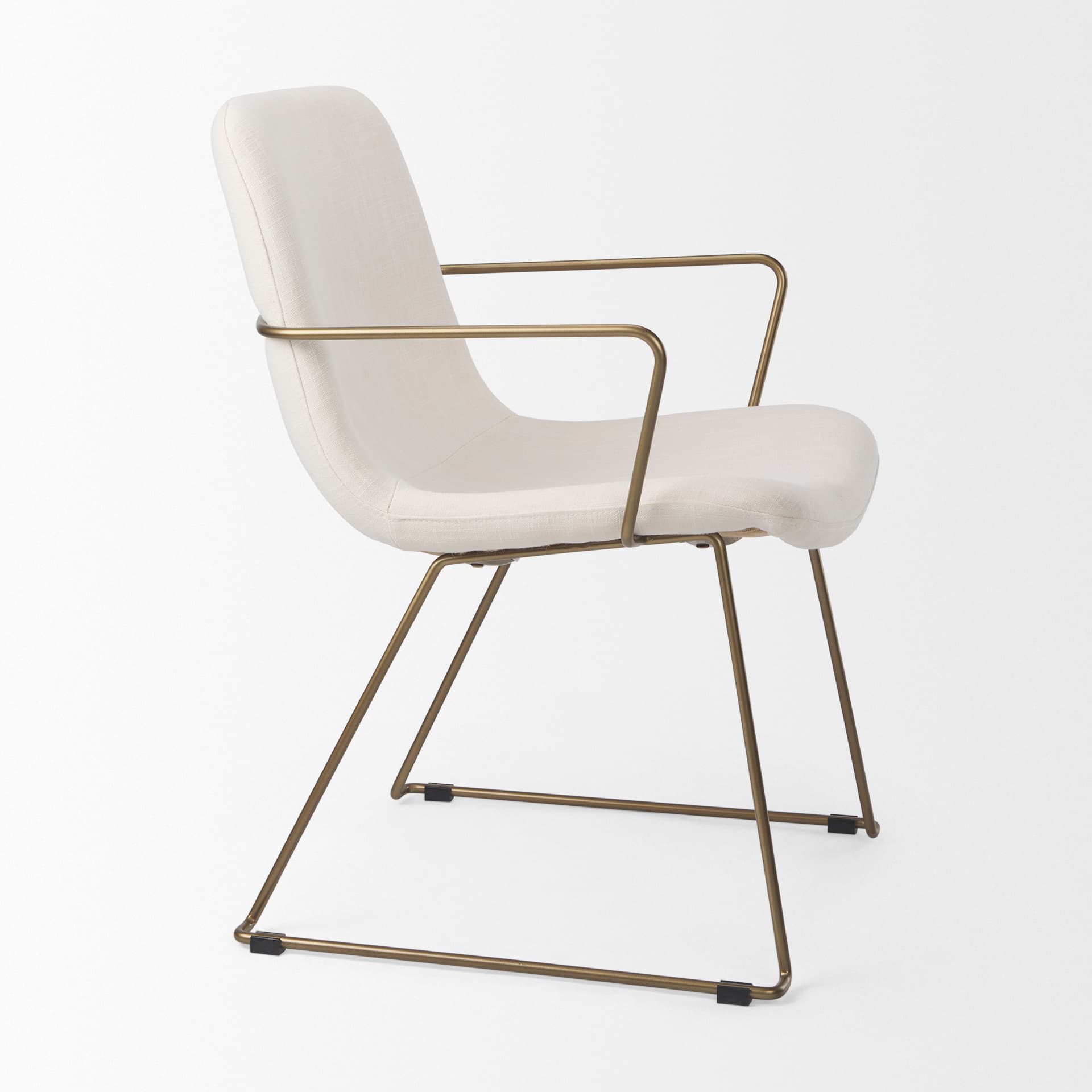 Sawyer Solid Back Dining Side Chair | Cream Fabric w/ Gold Metal — product photograph