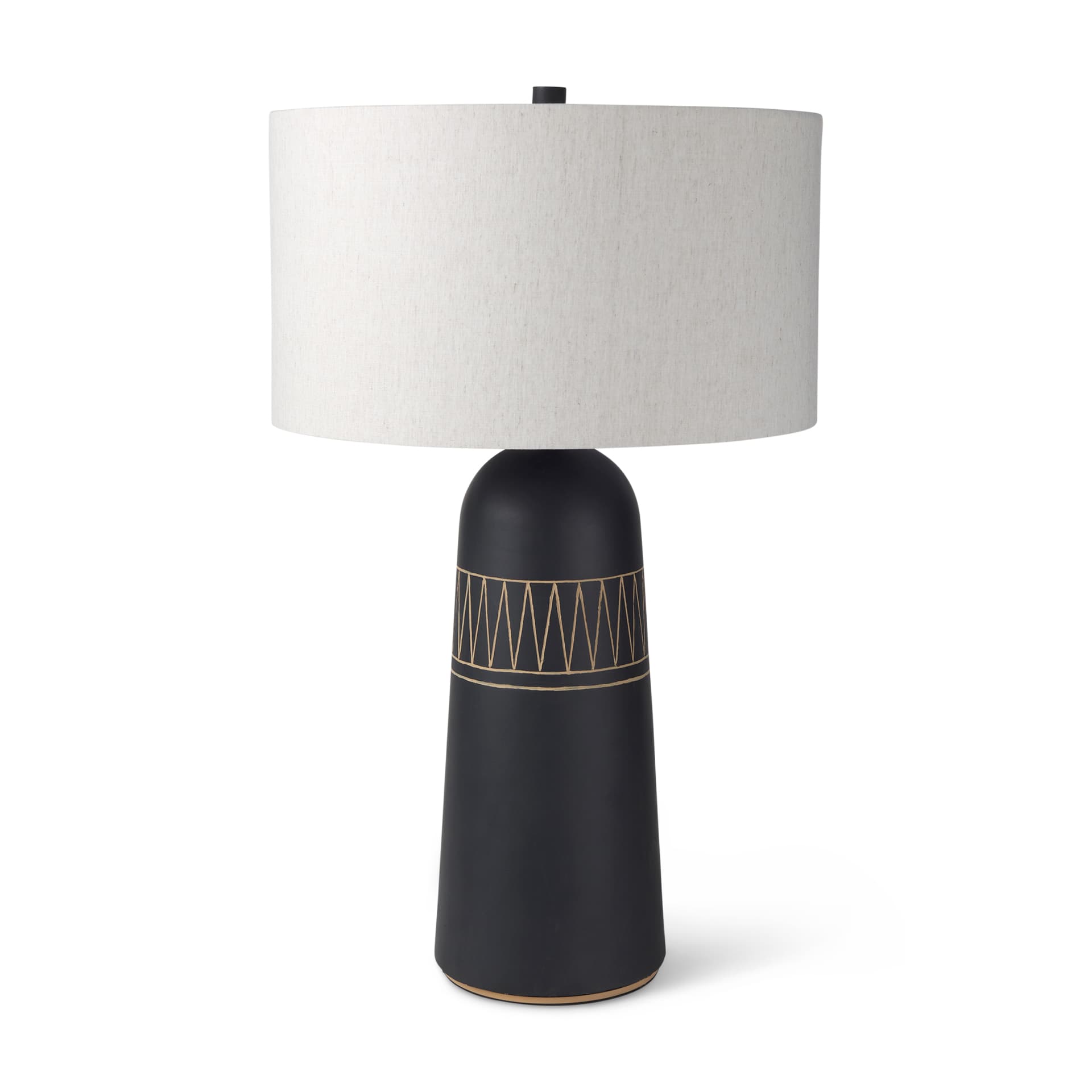 Javier 18.0L x 18.0W x 30.75H Black Base W/Cream Fabric Shade Table Lamp — product photograph