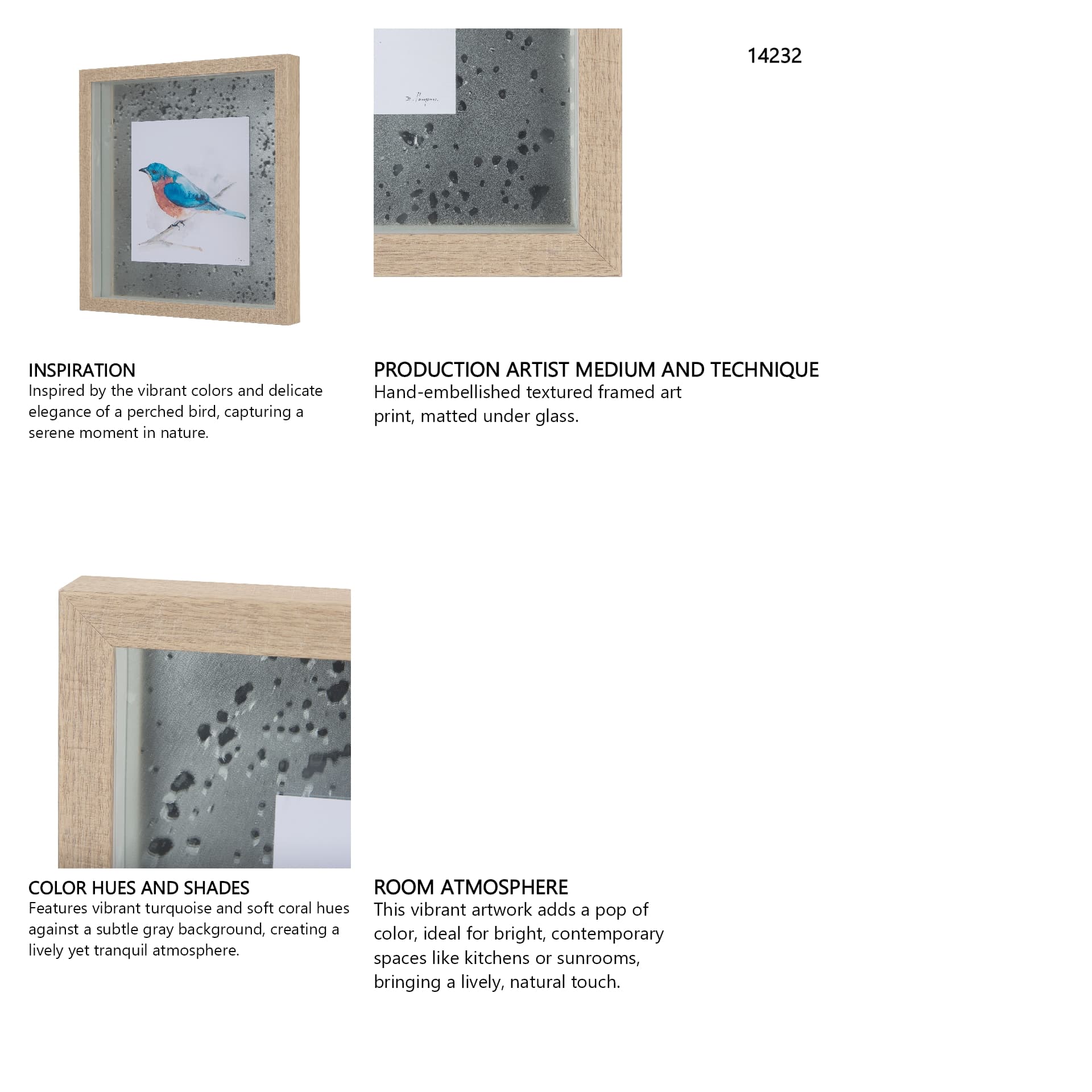 Eastern Blue V by Mercana Studio a Hand Embellished Textured Framed Art Print Matted under Glass — in a styled room