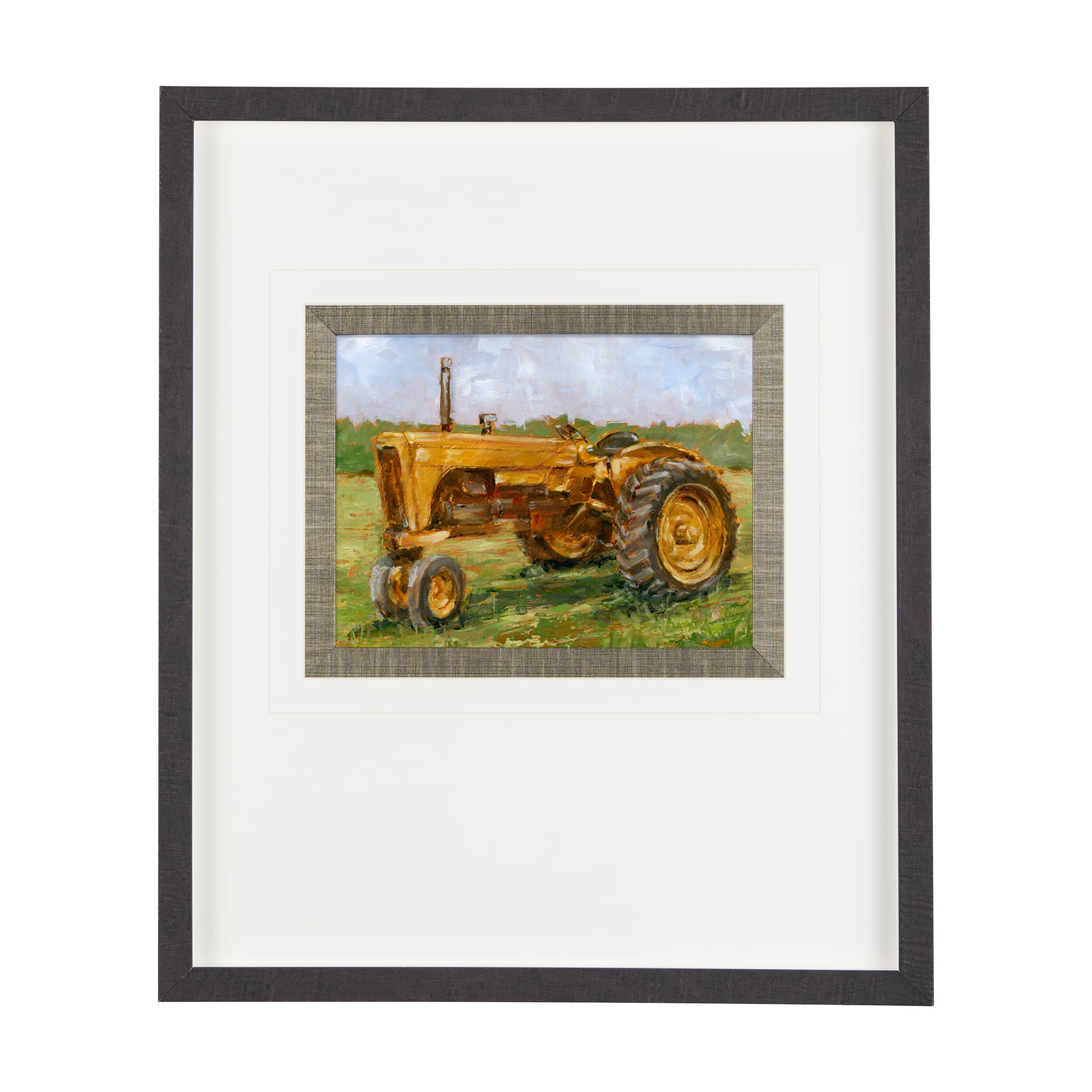 Rustic Tractors IV by Mercana Studio a Hand Embellished Textured Framed Art Print Matted under Glass — product photograph