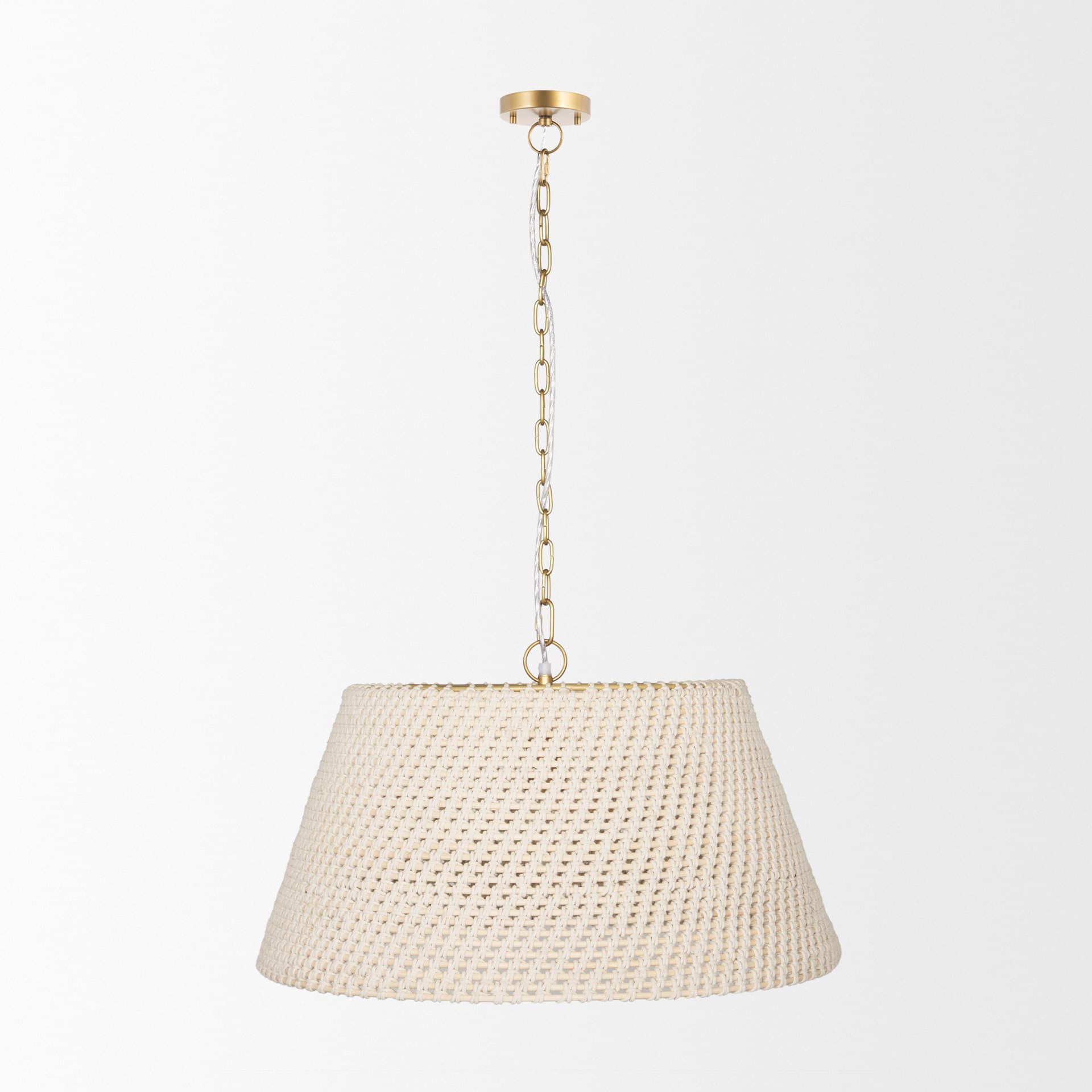 Tosha 1-Light Tapered Cotton Rope Drum Pendant — product photograph