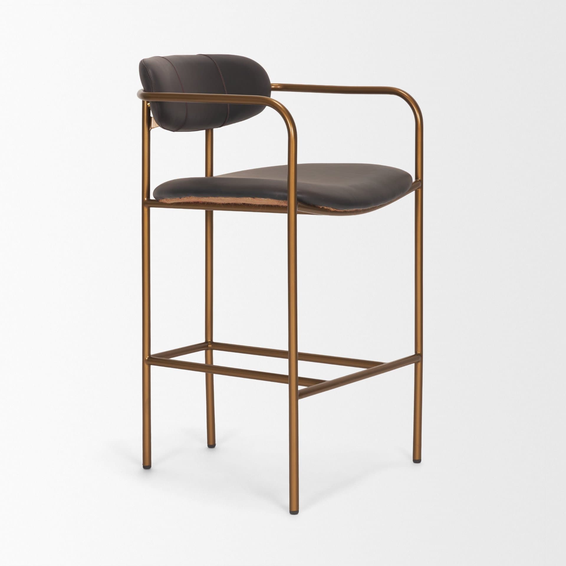 Parker Backless 36.5in Seat Counter Stool | Charcoal Brown Leather — product photograph