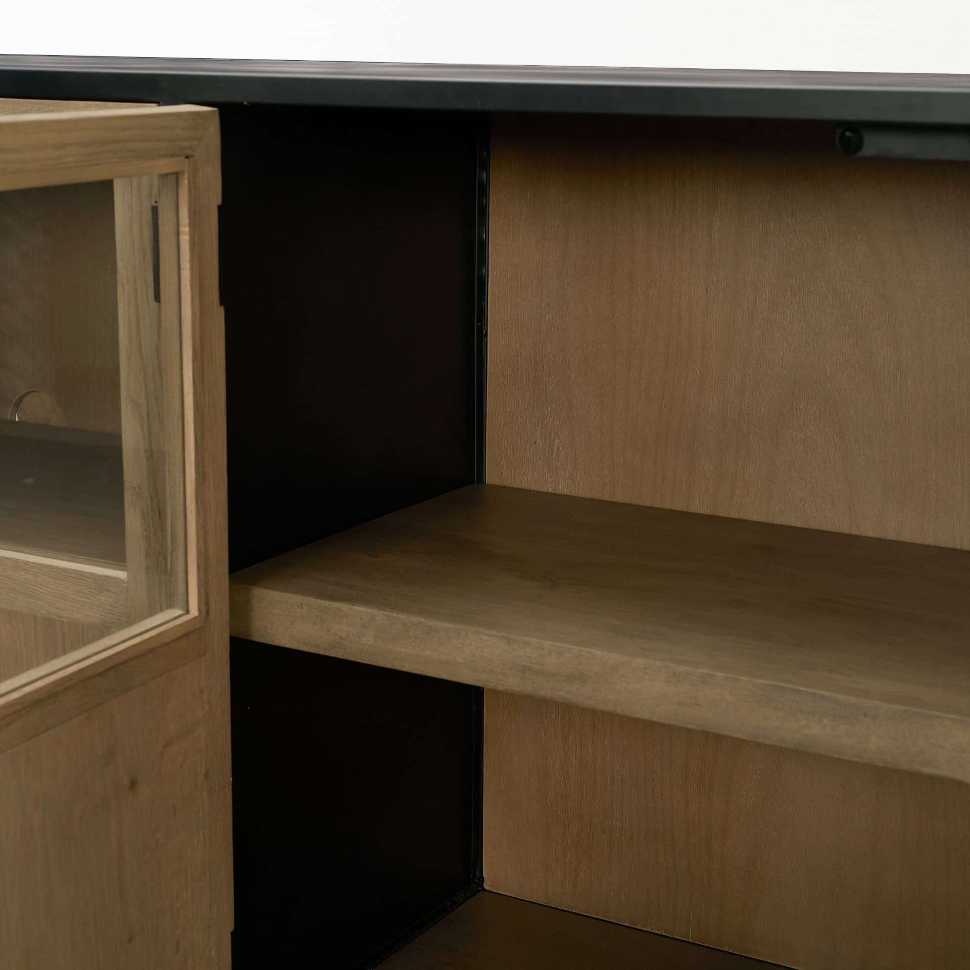 Sloan 80" Light Brown Wood W/Black Metal Frame Sideboard — product photograph