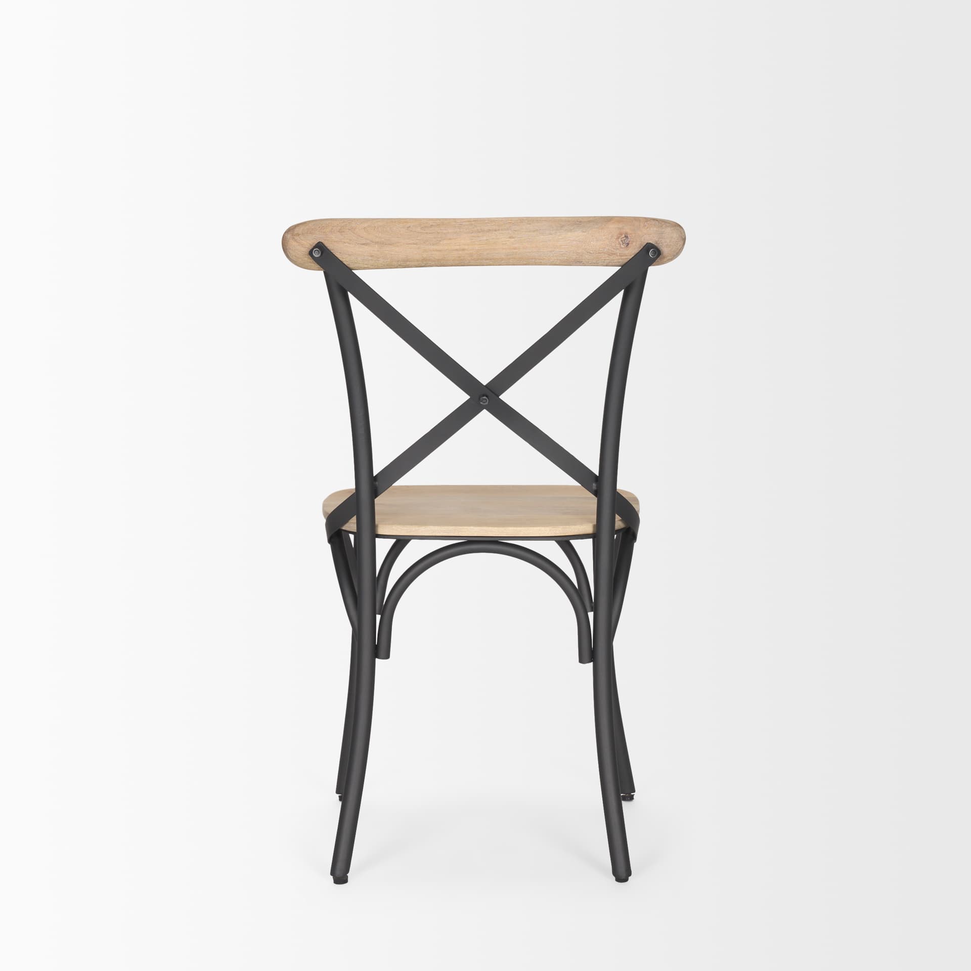 Etienne Cross Back Dining Side Chair | Light Brown Wood w/ Iron — product photograph